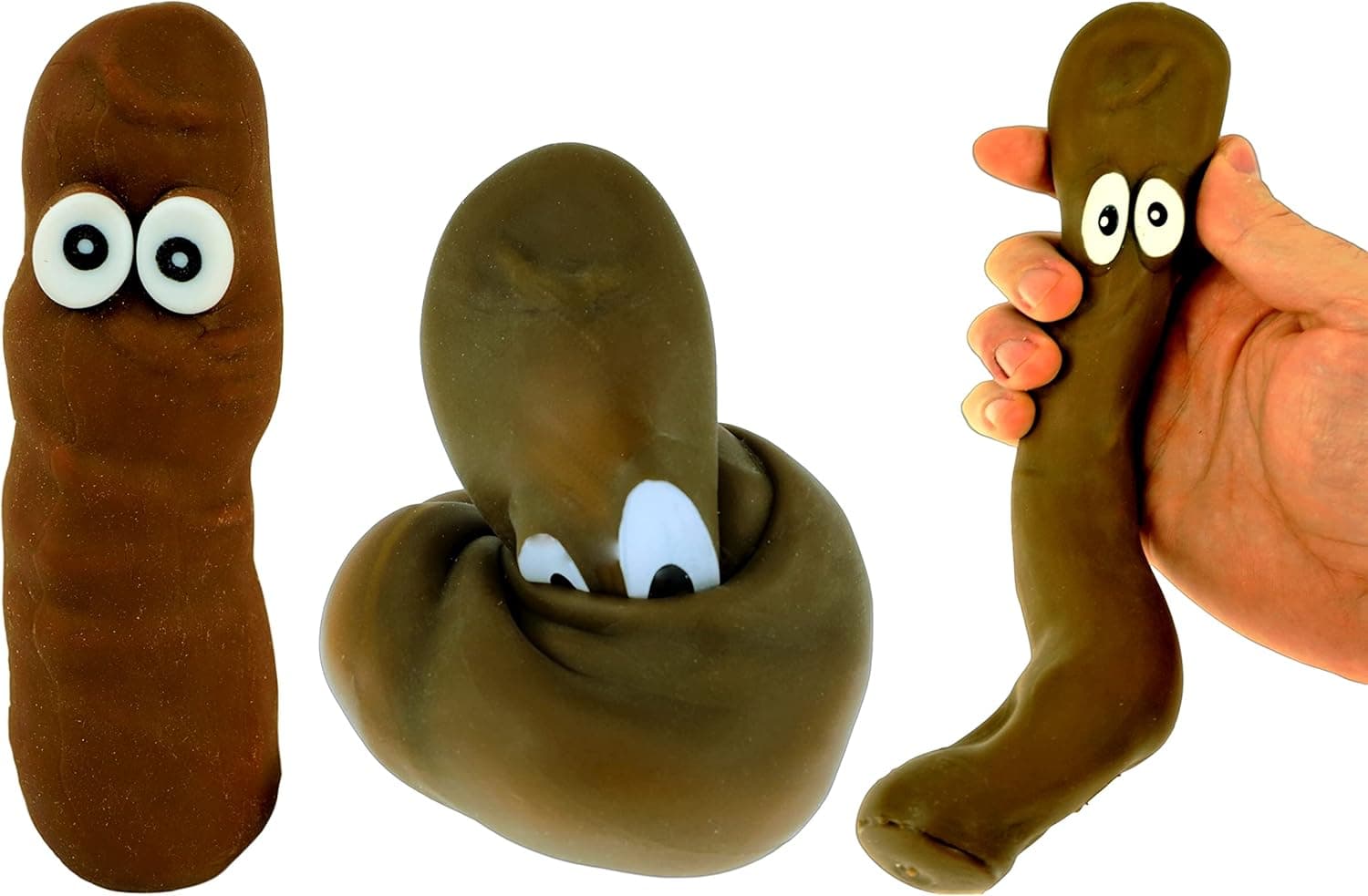 Stretchy Poopster Sensory Toys (1 Pack) Stress Relief Toys | Fidget Toys for Kids and Adults. Autism Toys & Party Favors. Like The Stretchy Banana But Poo. Plus 1 Bouncy Ball. 6448-1p