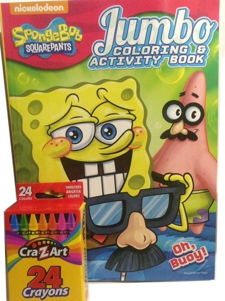 Spongebob 2pc Jumbo Coloring & Activity Book and Crayons