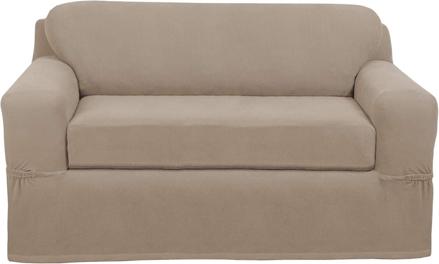 MAYTEX Pixel Ultra Soft Stretch 2 Piece Furniture Cover Loveseat Slipcover, Sand