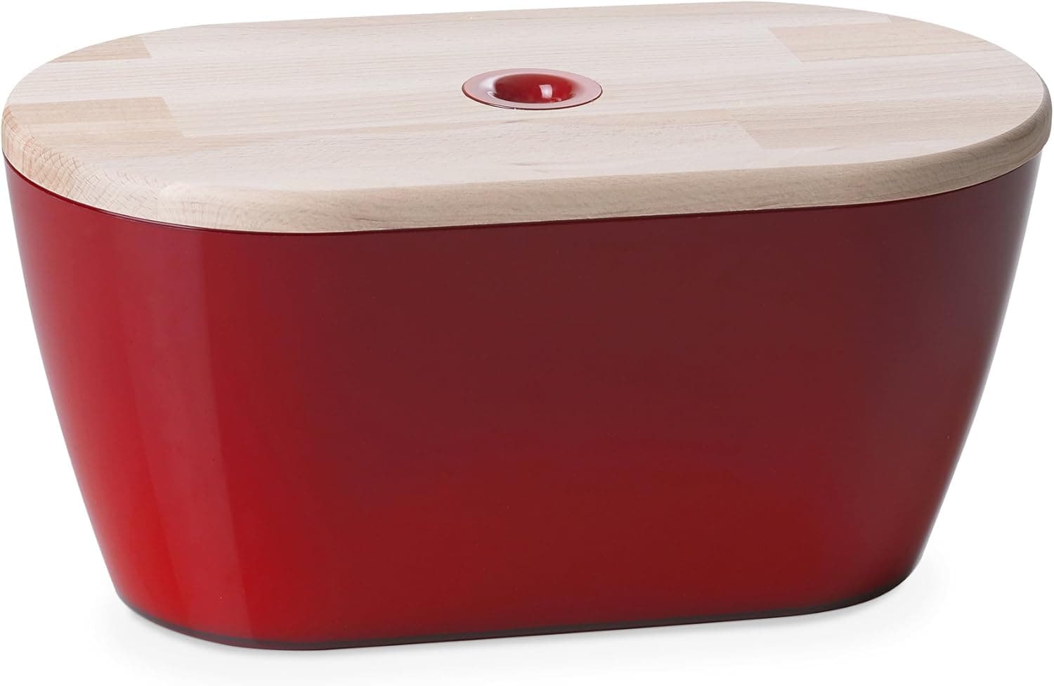 Omada Design breadbox or Container for Bread, 13.38 x 7.48 x 6.69 inch with 211.17 fl oz Capacity and lid for Cutting Board, Suitable for Preserving The Freshness of Food and Space-Saving, Woody Line