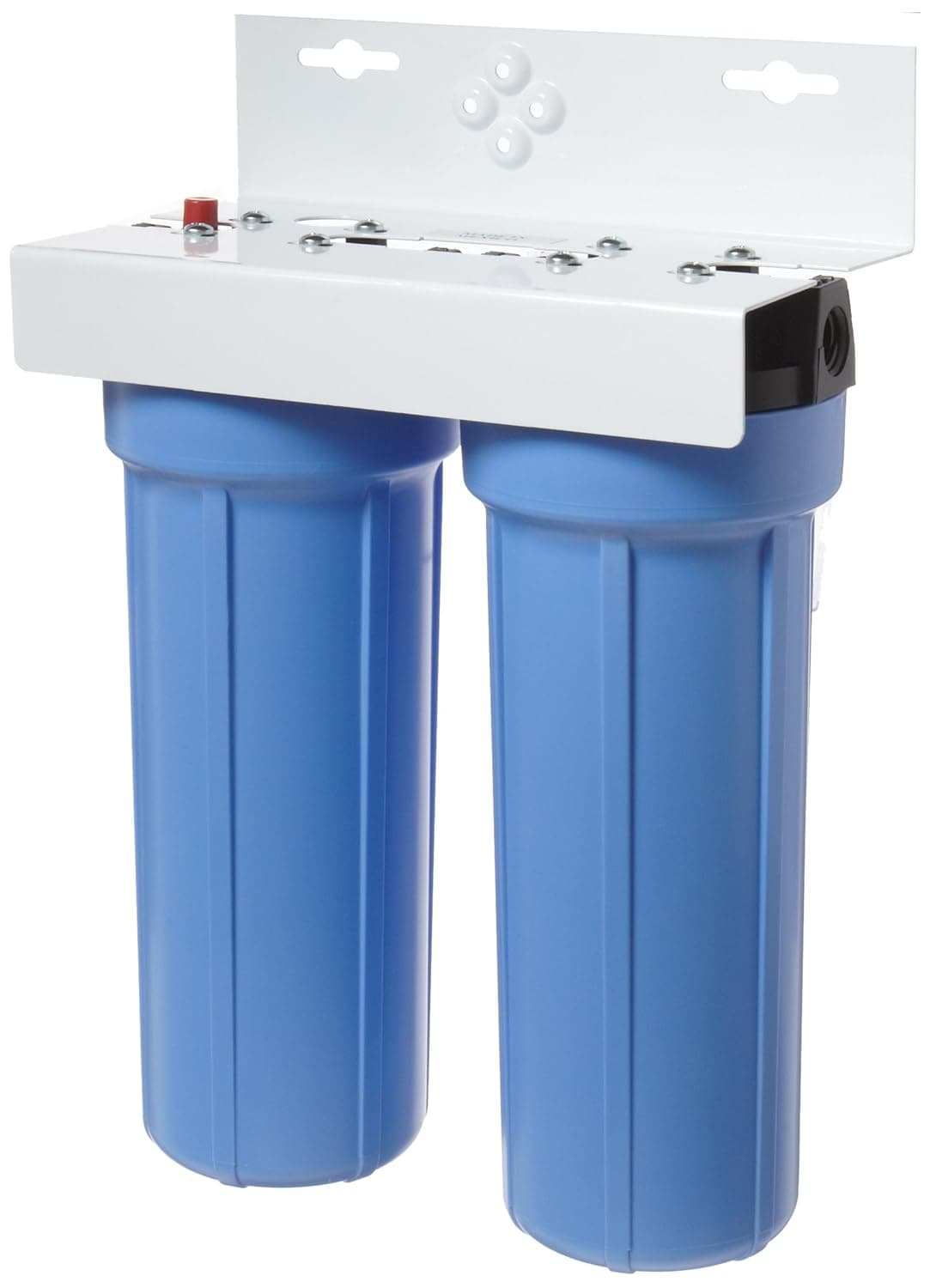 Pentair Pentek BFS-201 Slim Line Two-Housing Filtration System, 3/8" NPT #10 Low Profile Water Filter Housing, Holds 10" x 2.5" Filter Cartridges, Blue