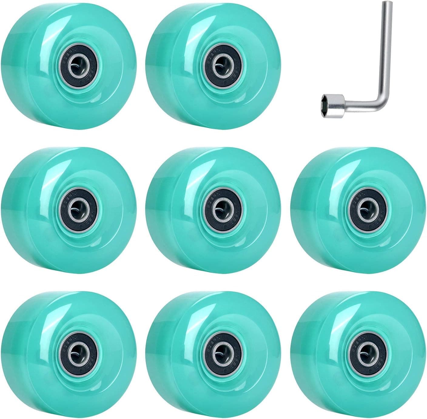 TOBWOLF 8 Pack 58mm x 32mm / 65mm x 36mm Quad Roller Skate Wheels with ABEC-9 Bearings, Durable Wear-Resistant PU Wheels Replacements Double-Row Roller Skating Accessories