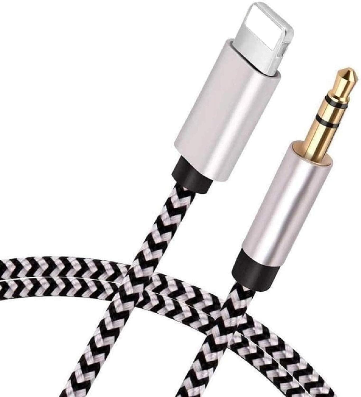 [Apple MFi Certified] iPhone to Car AUX Cable, Lightning to 3.5mm Audio Stereo Braided Cord Compatible with iPhone 11/XR/XS/X 8 7 6/iPad/iPod to Home Stereo/Speaker/Headphone, Support iOS 13 (Silver)