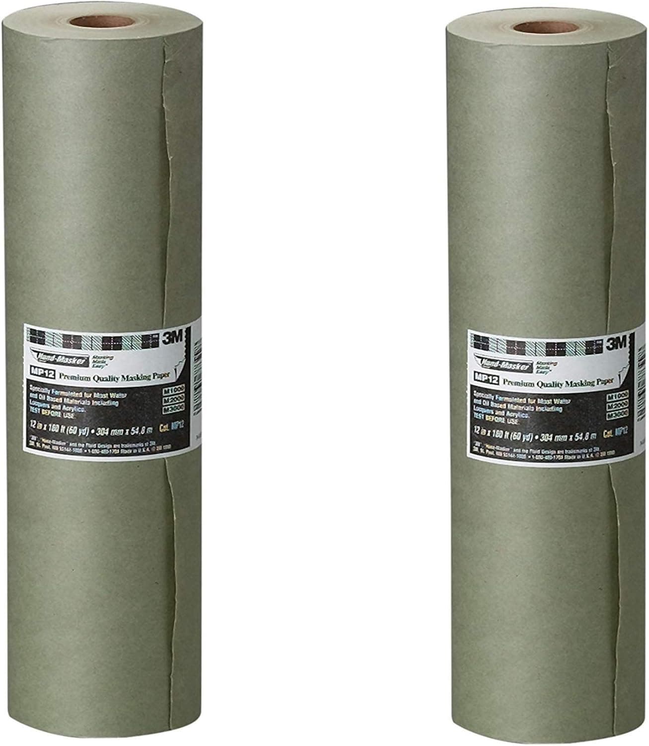 3M 3M Hand-Masker Premium Quality Masking Paper, 12-Inch x 60-Yard, 2 Pack