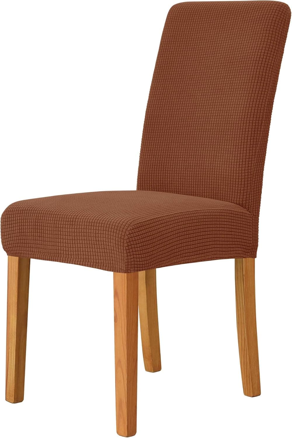 MILARAN Dining Chair Cover, Soft Stretch Jacquard Chair Seat Slipcover for Dining Room, Kitchen, Washable Removable Parson Chair Protector for Home Décor, Banquet, Ceremony—Set of 6, Russet Brown