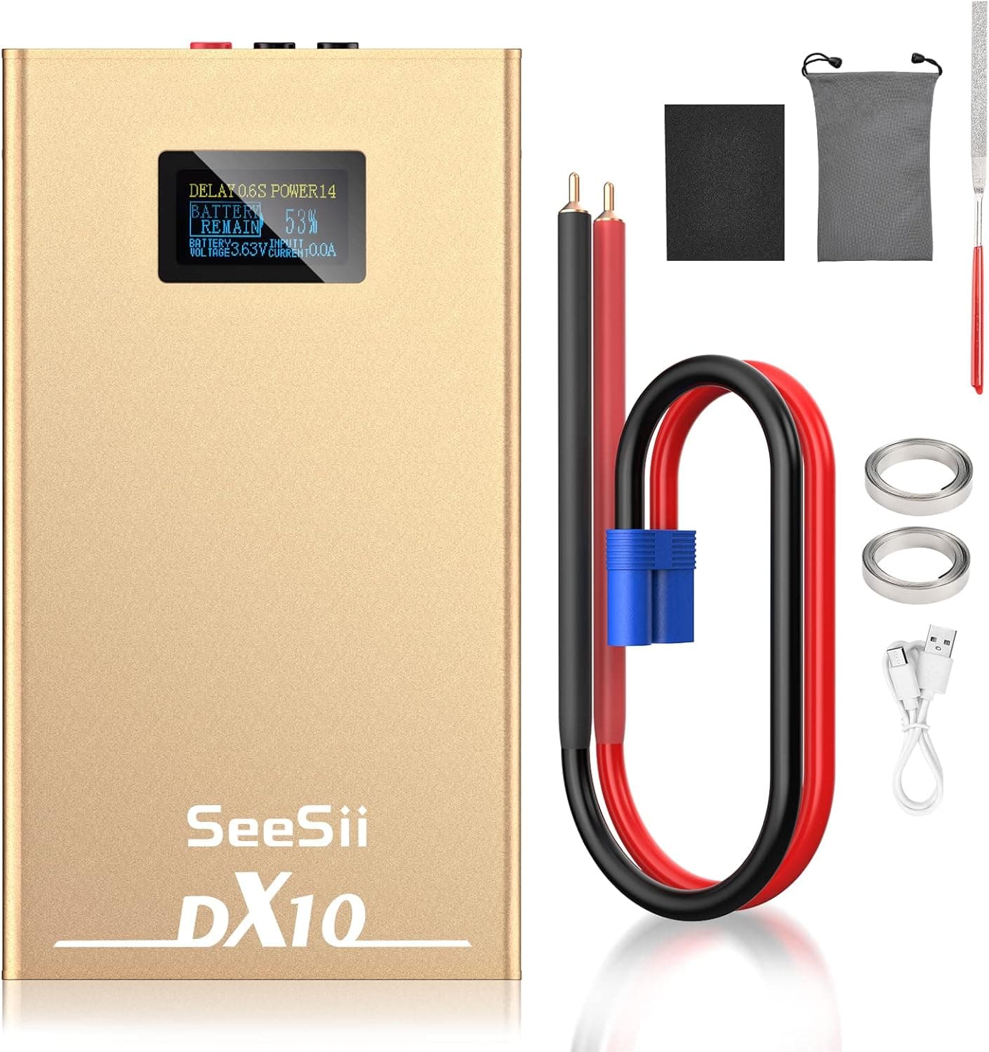 Upgraded Mini Spot Welder with LCD Screen, Seesii 20 Gears Enhanced Portable Spot Welding Machine, Built-in 10600mAh Battery, with Spot Welding Pen & 2 Nickel Sheets