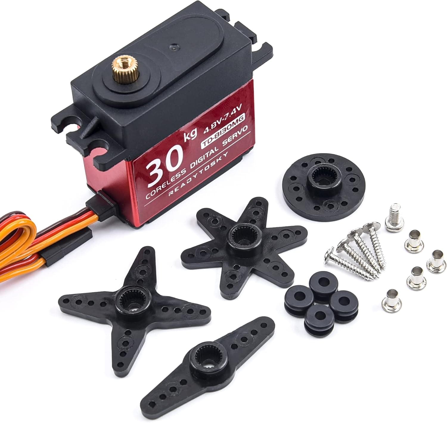 Waterproof RC 30KG Servo 180 Degree High Torque Metal Gear Digital Servo+25T Arm for 1/8 1/10 Scale RC Cars
