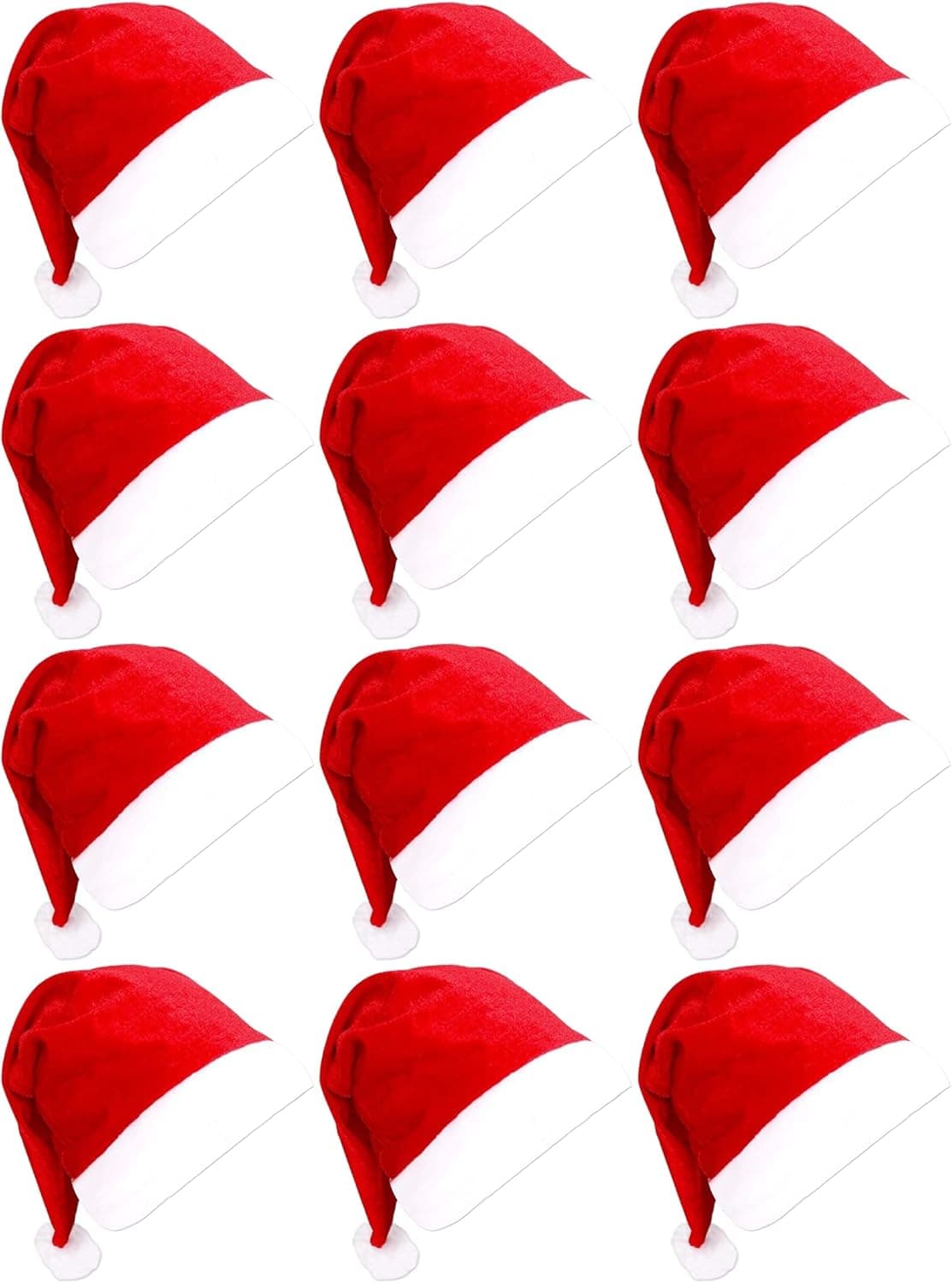 SORANGEUN 12pcs Sant Hats,Comfortable Christmas Hats Bulk for Little Ones,Red Classic Santa Claus Hats,Gorro De Navidad Para NiñOs
