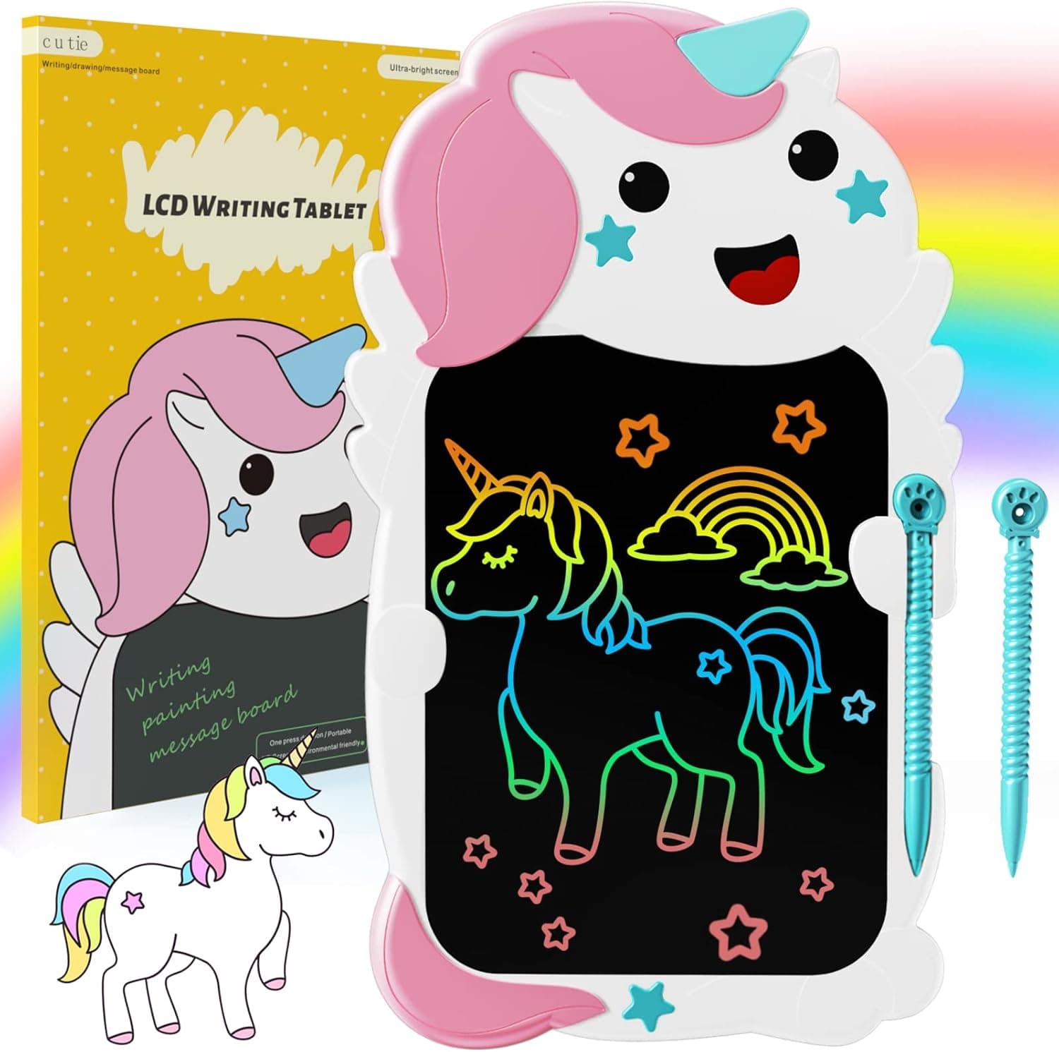 Unicorn Toy Gifts for Girls Boys LCD Writing Tablet for Kids Colorful Doodle Drawing Tablet Pad Reusable Electronic Light Drawing Board Educational Learning Toys for 3 4 5 6 7 8 Girls Boys