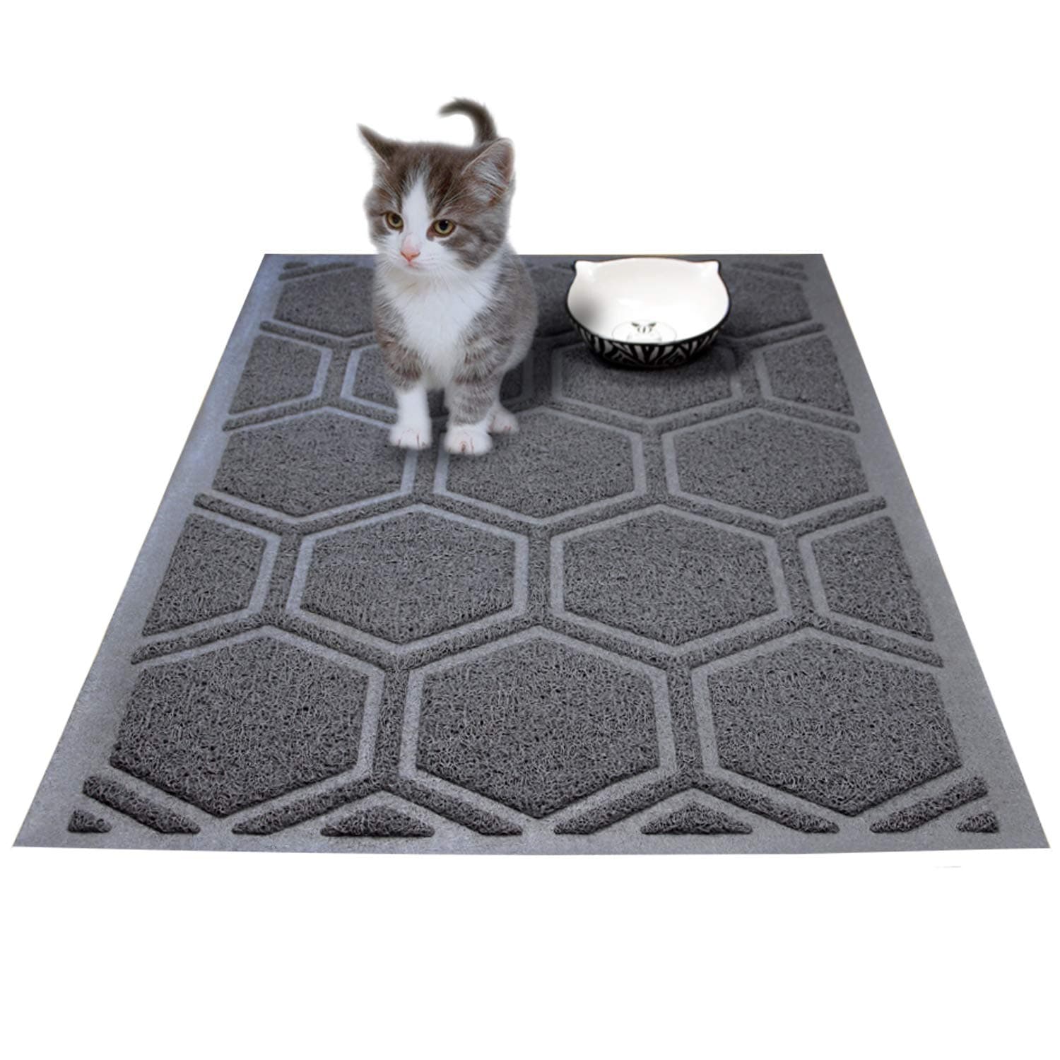 AUDWUD Large Cat Litter Mat 35''x25'',Feeding Mat for Cat and Dog Bowls,No Phthalate, Water Resistant, Traps Litter from Box and Cats, Easy to Clean, Durable, Mats Soft on Kitty Paws