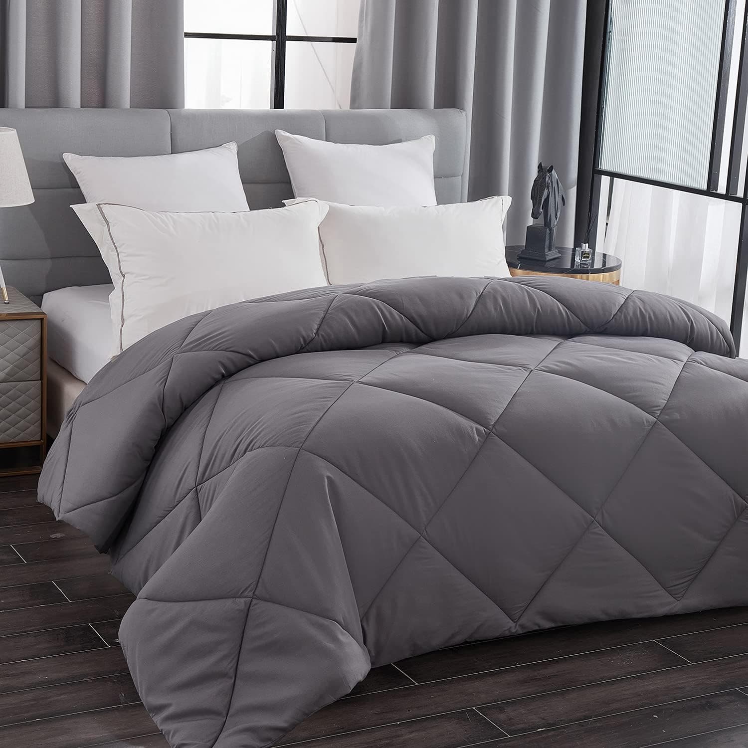 Gehannah All Season Comforter Twin White Down Alternative Quilted Comforter Comfortable Sleep Bedding Comforters Winter Warmth Breathable 68x 86 inches