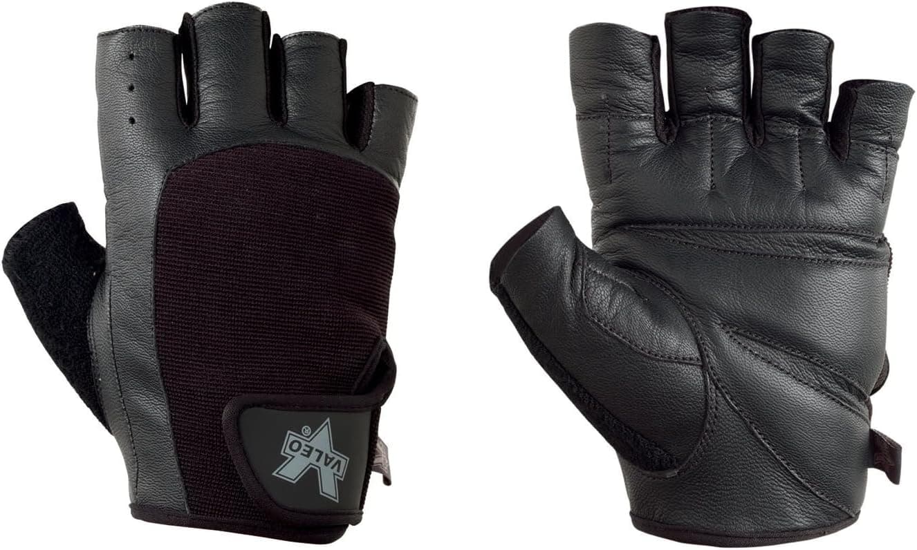 Valeo Women's Machine Washable Competition Lifting Gloves with Double Leather Padded Palms and Fingers, Elastic Cuffs, and Nylon Mesh Backs