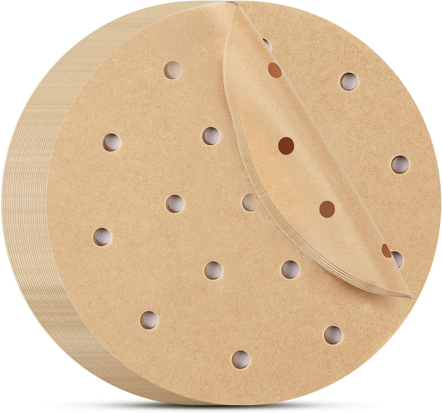 Beasea Air Fryer Round Liners 6 Inch, 200pcs Parchment Paper Unbleached Filter Paper Perforated Parchment Paper Bamboo Steamer Papers for Air Fryer and Steaming Basket