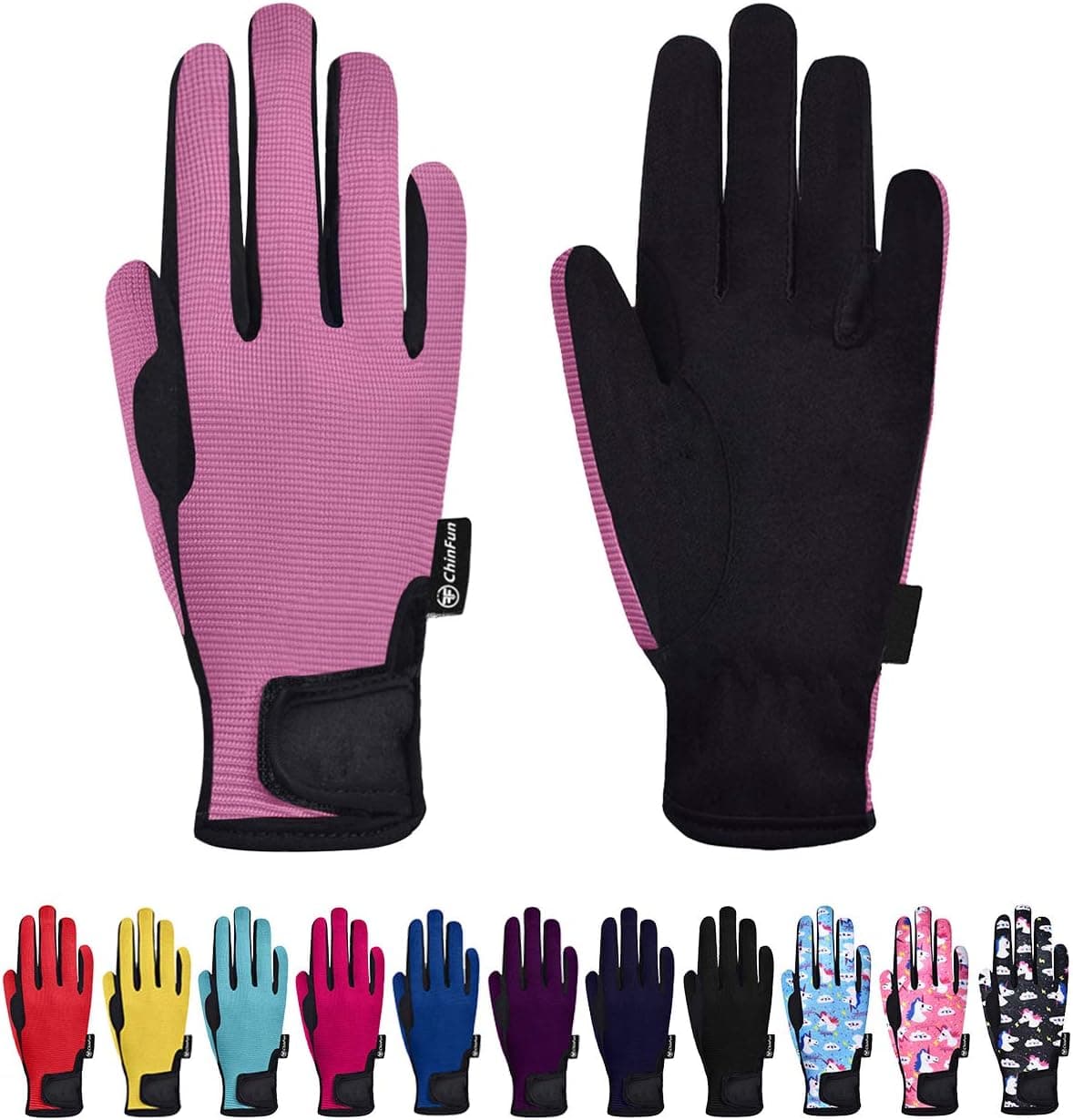 ChinFun Kids Horse Riding Gloves Boys & Girls Equestrian Horseback Gloves Children Youth Outdoor Mitts Perfect for Biking Cycling Gardening