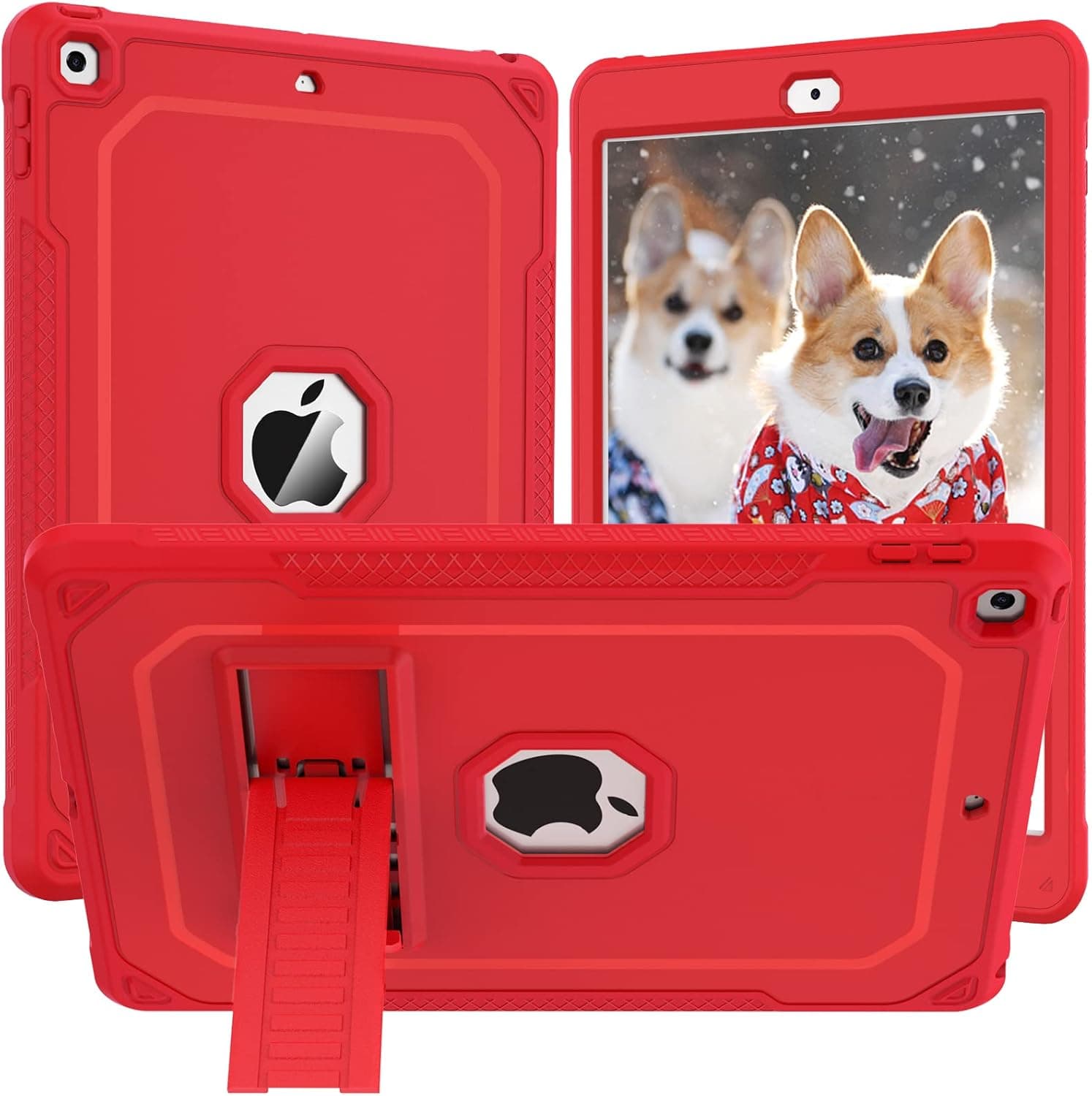 ZoneFoker for iPad 9th Generation Case, for iPad 8th/7th Gen 10.2 inch Case 2021/2020/2019, Shockproof Dual-Layer Slim Sturdy Case with Stand Tablet Cover- Red