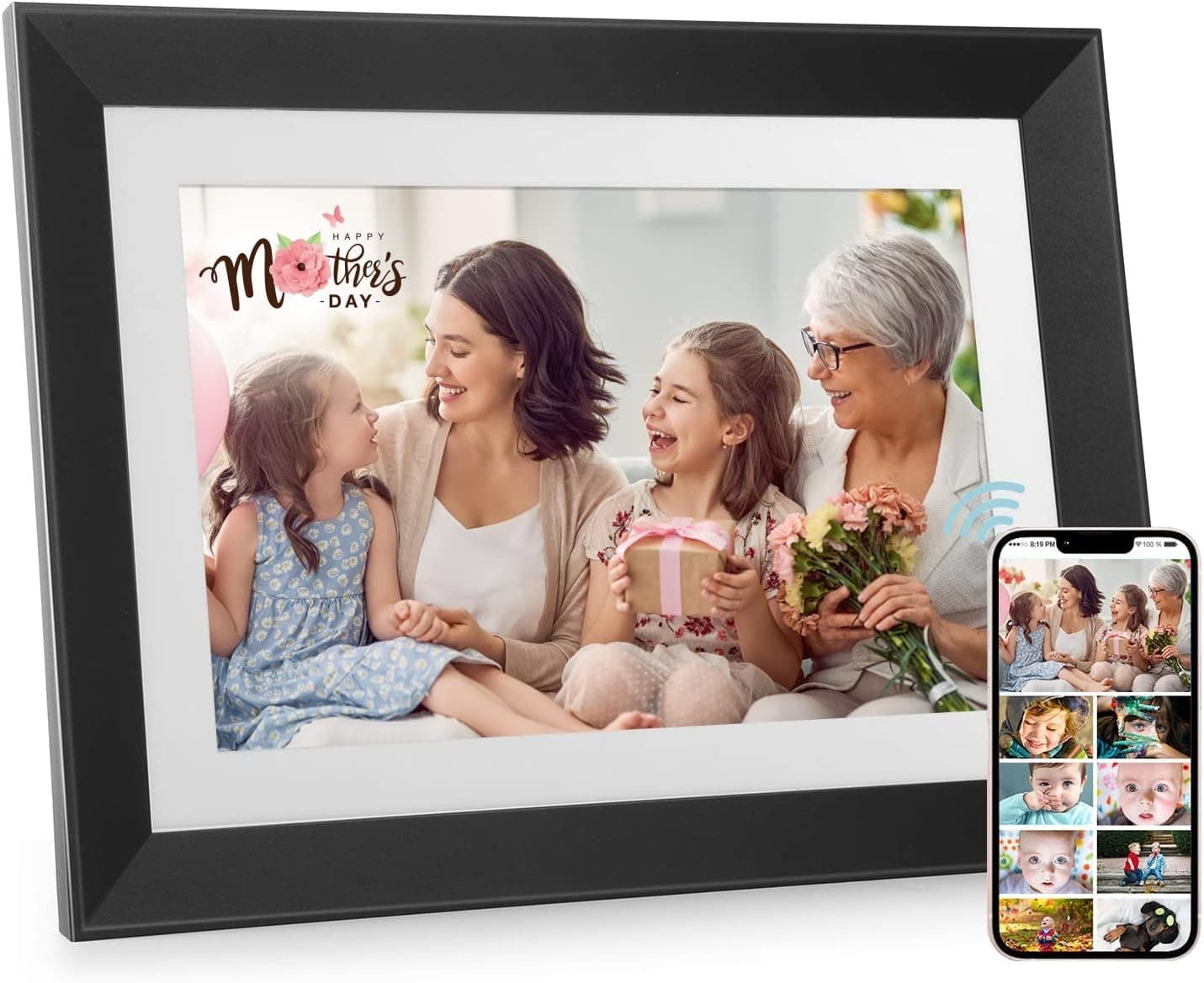 Digital Picture Frame - Benibela 10.1 Inch 2.4G/5G Dual WiFi FHD 1920 * 1200 AI Smart Electronic Photo Frame, Touch Screen, 32GB, AI Recognition, 2 Filter, Slideshow, Share Video via Email App USB