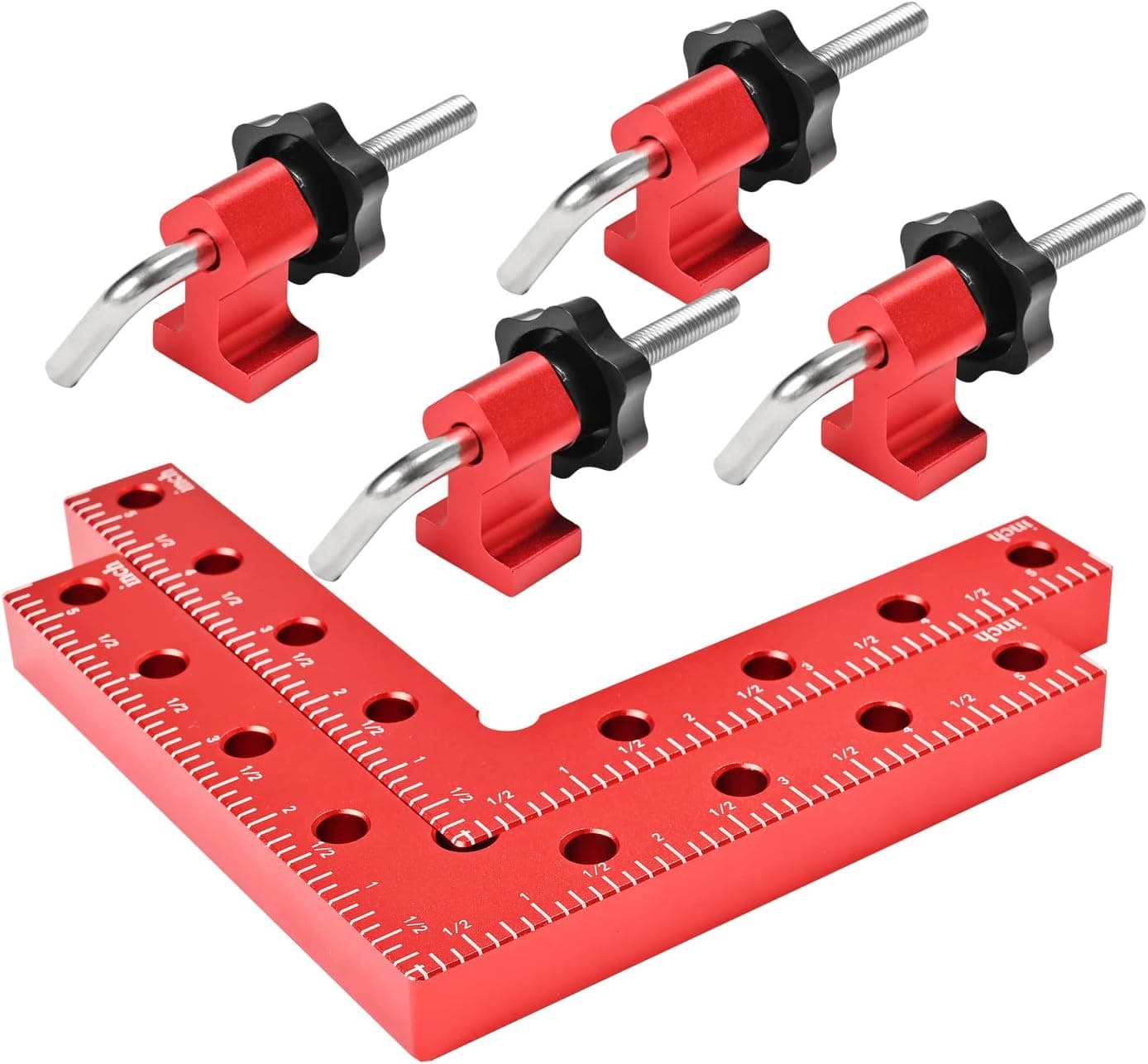 KING PIECES 2Pcs 90 Degree Positioning Squares Right Angle Clamps Corner Clamps for Woodworking Fixing Clamp, Aluminum Alloy Woodworking Carpenter Tool for Cabinets Drawers Picture Flame 5.5" x 5.5"
