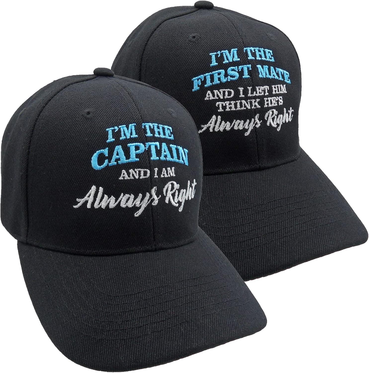 Captain and First Mate Always Right Matching Baseball Caps