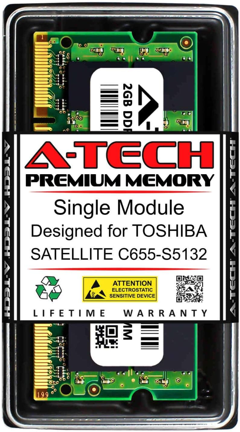 A-Tech 2GB RAM for Toshiba Satellite C655-S5132 | DDR2 800MHz SODIMM PC2-6400 200-Pin Non-ECC Memory Upgrade Module