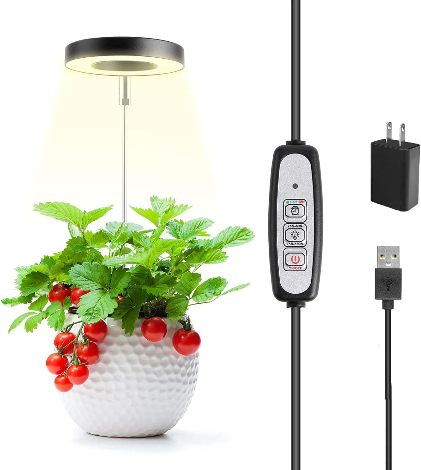 Piklodo Plant Light for Indoor Plants, Warm Light Full Spectrum LED Plant Grow Light Adjustable Height 4 Dimmable Brightness Auto Timer 4/8/12H Small Plant Growing Lamp