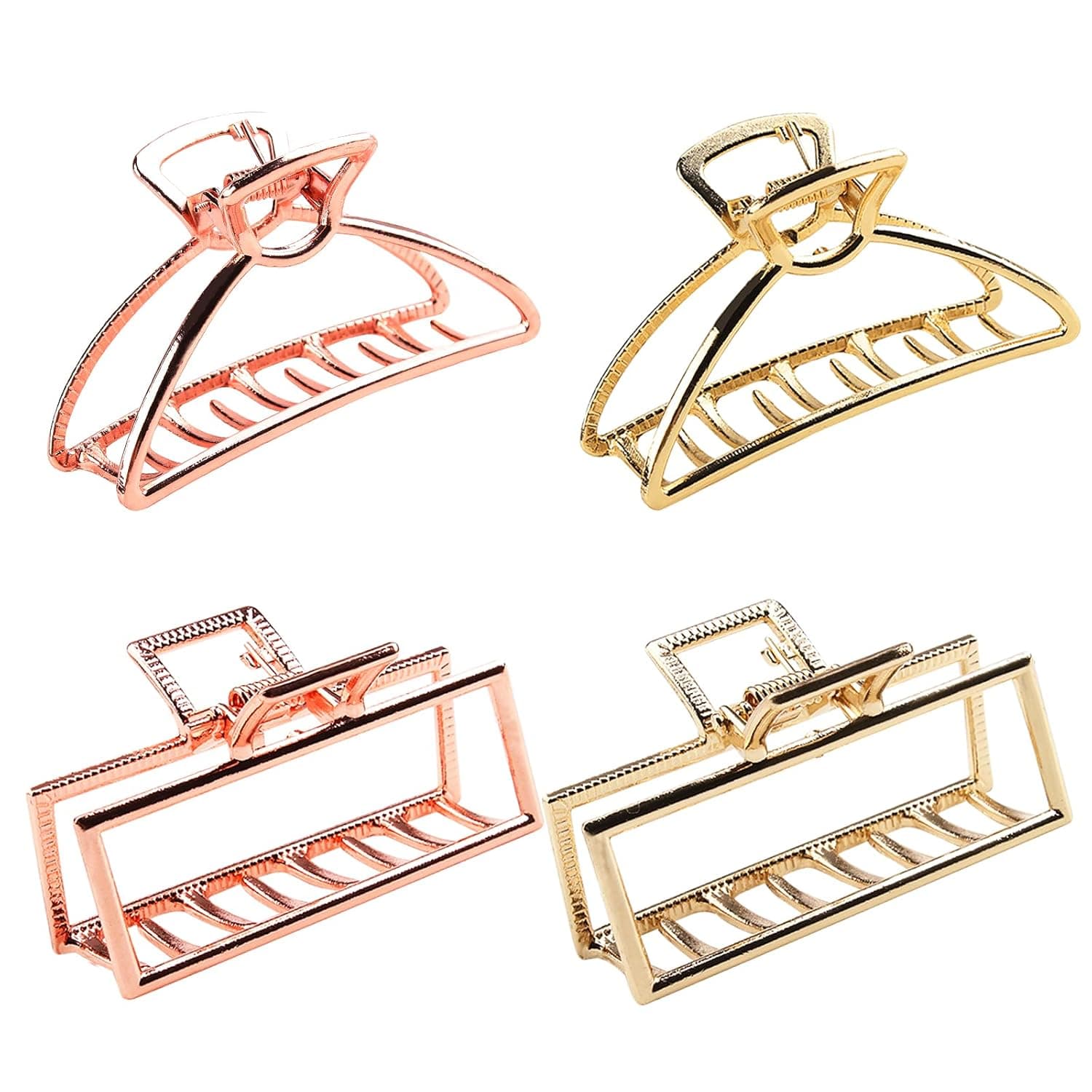 CAVETEE 4PCS Large Metal Hair Claw Clips for Thick Hair Large Hair Clip Barrettes Fashion Jaw Clamp Cute Hair Clamp Hair Styling Accessories for Women Girls