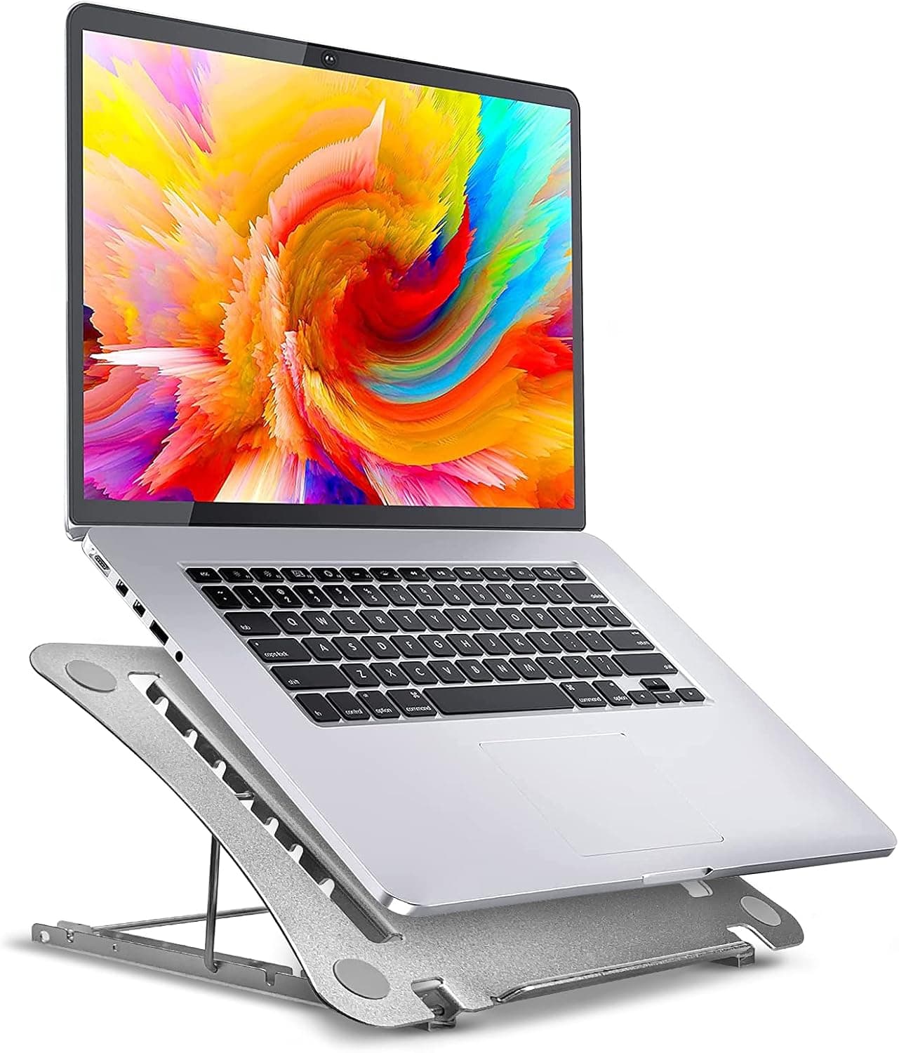 HECHZSO Laptop Stand, Adjustable Aluminum Computer Stand, Ergonomic Notebook Stand for Desk, Metal Laptop Riser Compatible with 10 to 15.6 Inches Laptops (Silver)