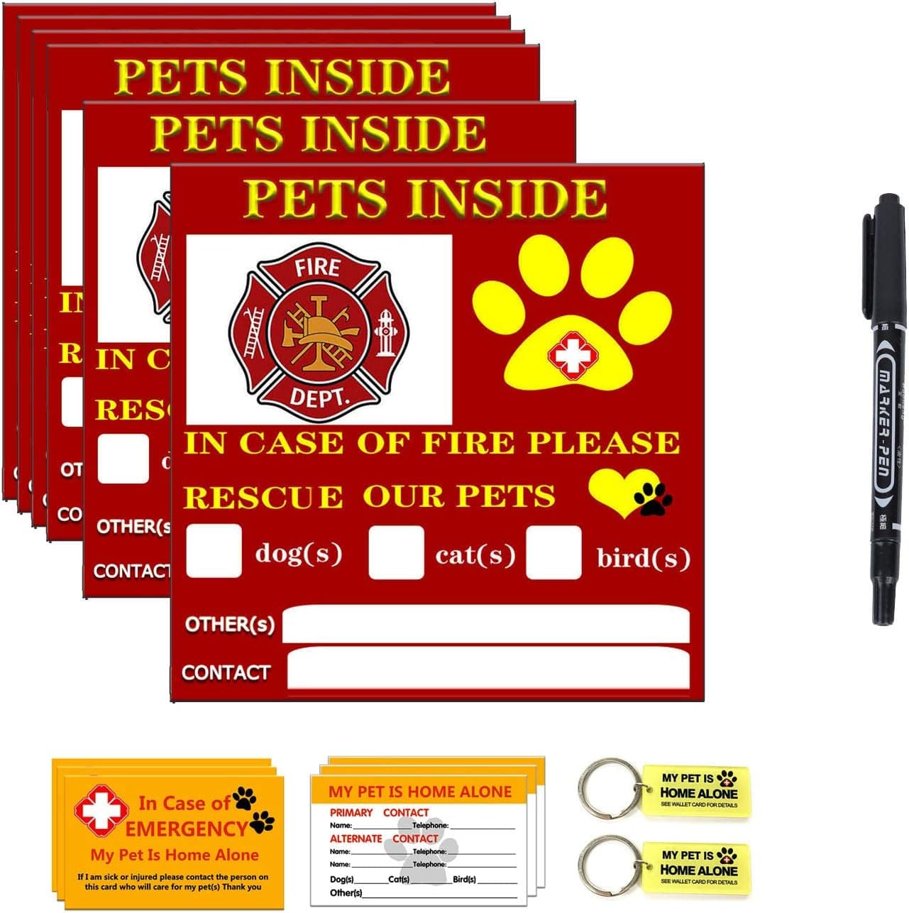 Tirrito Pet Inside Stickers Pet Safety Fire Rescue Aleart Window Door Finder Sticker Self Adhesive Vinyl Decal