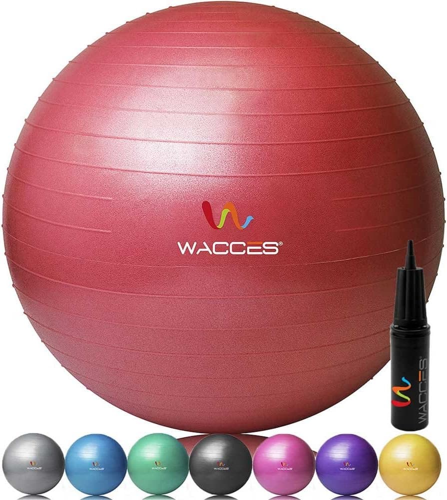 Wacces Professional Exercise, Stability and Yoga Ball for Fitness, Balance & Gym Workouts- Anti Burst - Quick Pump Included