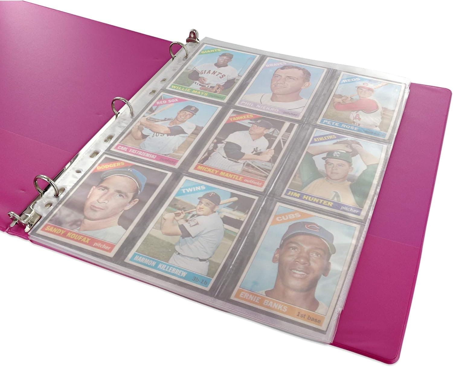 Top Loading 9 Pockets Sports Card Holder fits 3.5" x 2.5" Sized Card with 11 Holes Holders Made to Fit Various Type of Ring Binders Holds up to 180 Cards - 10 Per Pack (Pack of 2) - by Emraw
