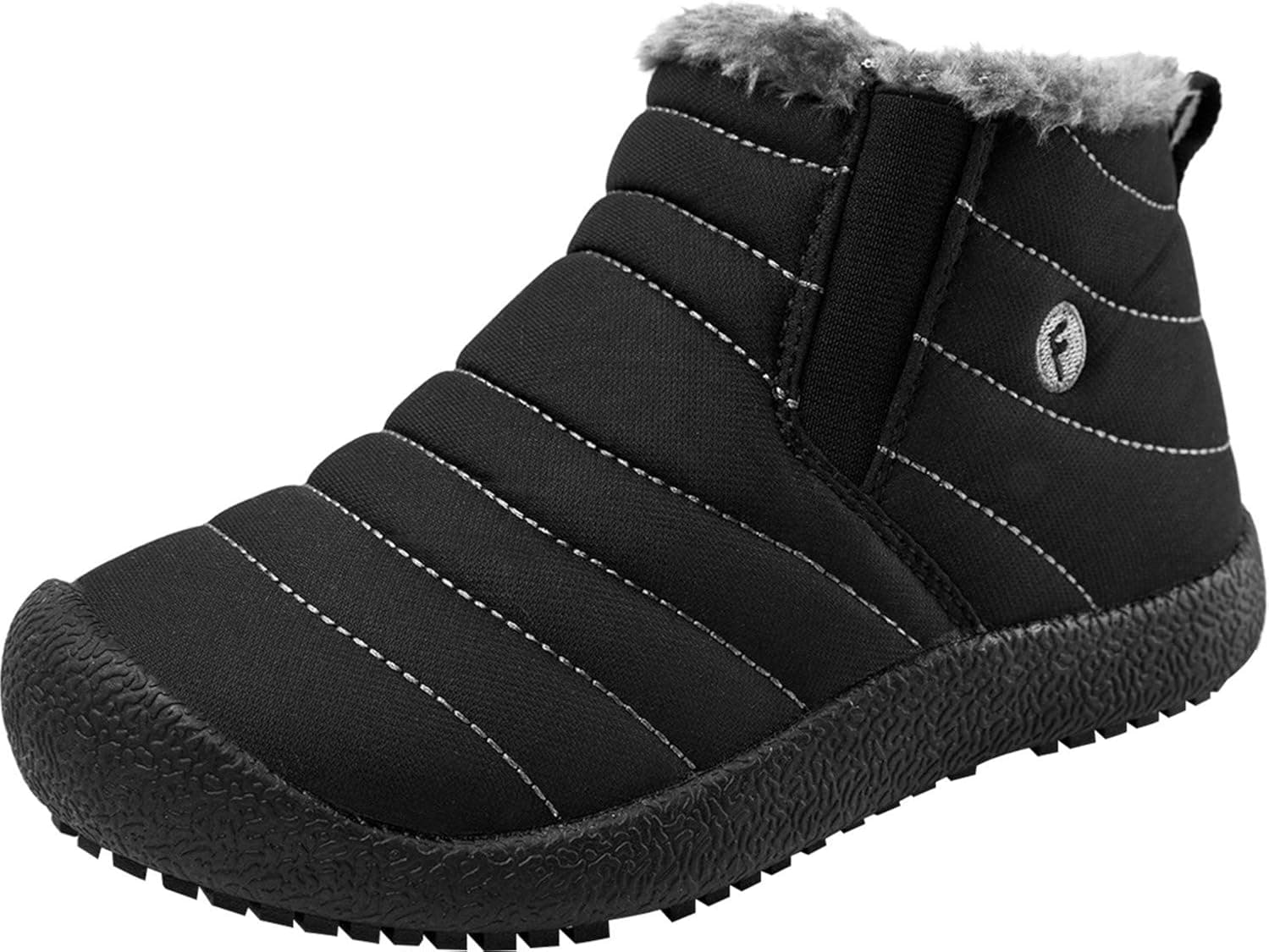 JINKUNL Outdoor Winter Waterproof Warm Fur Lined Ankle Snow Boots for Kids Black 1 M US