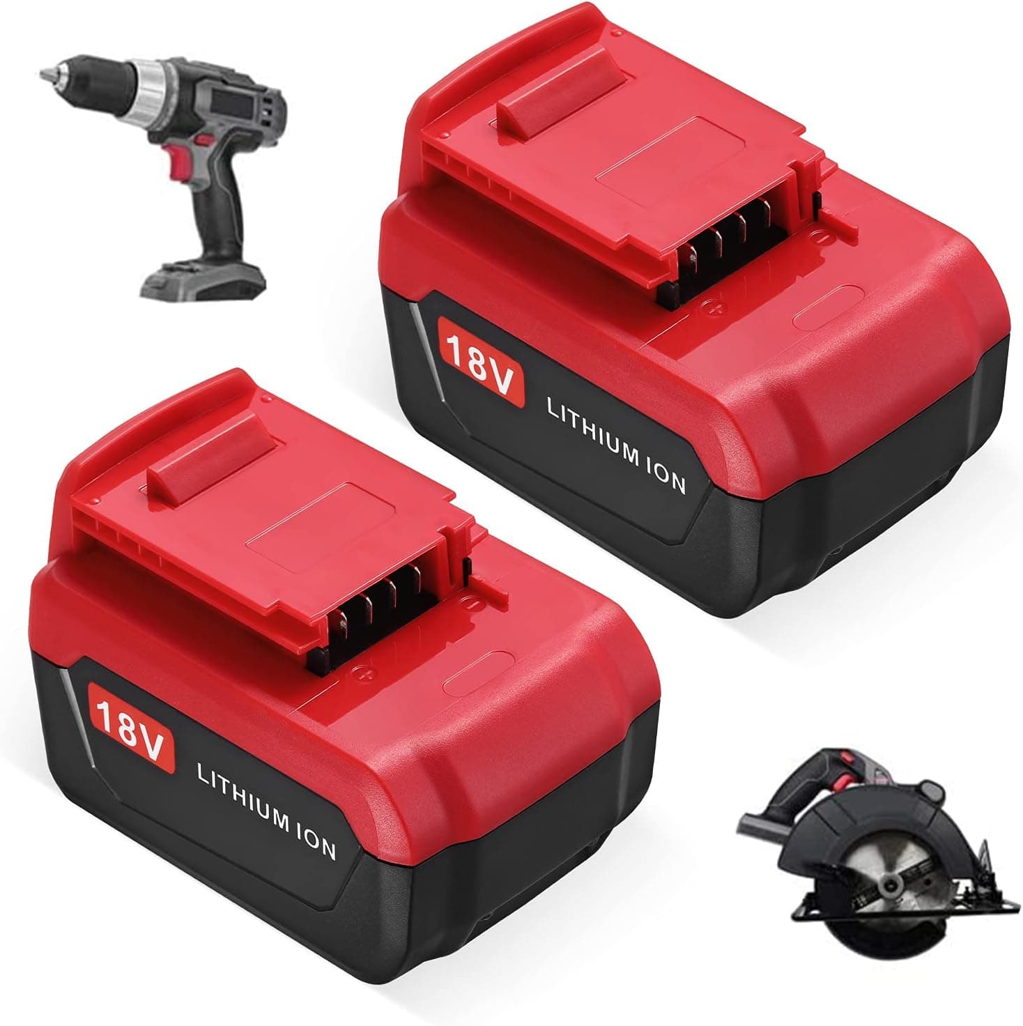 Upgraded 2 Pack 4.0Ah 18V PC18B Li-ion Battery Compatible with Porter Cable 18V Cordless Power Tools Battery PC18BL PC18BLX PCC489N PC188 PCXMVC Porter Cable 18-Volt Replacement Battery