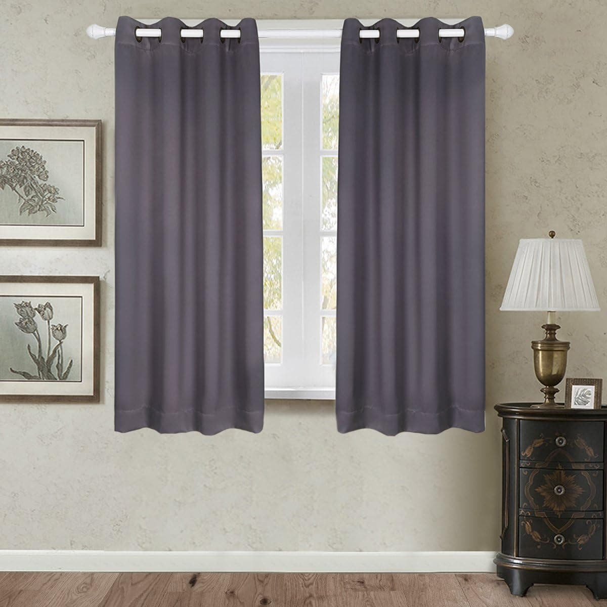 Vaulia Thermal Insulated Blackout Curtain with Tieback, Single Panel (52 x 63 Inches, Dark Grey)