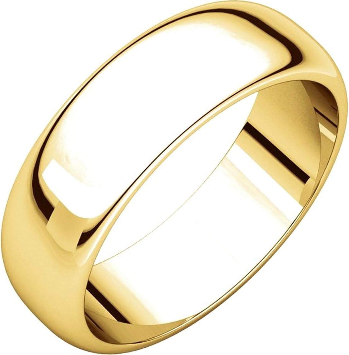 Men's and Women's 18k Yellow Gold, 6mm Wide, High Dome, Plain Wedding Band