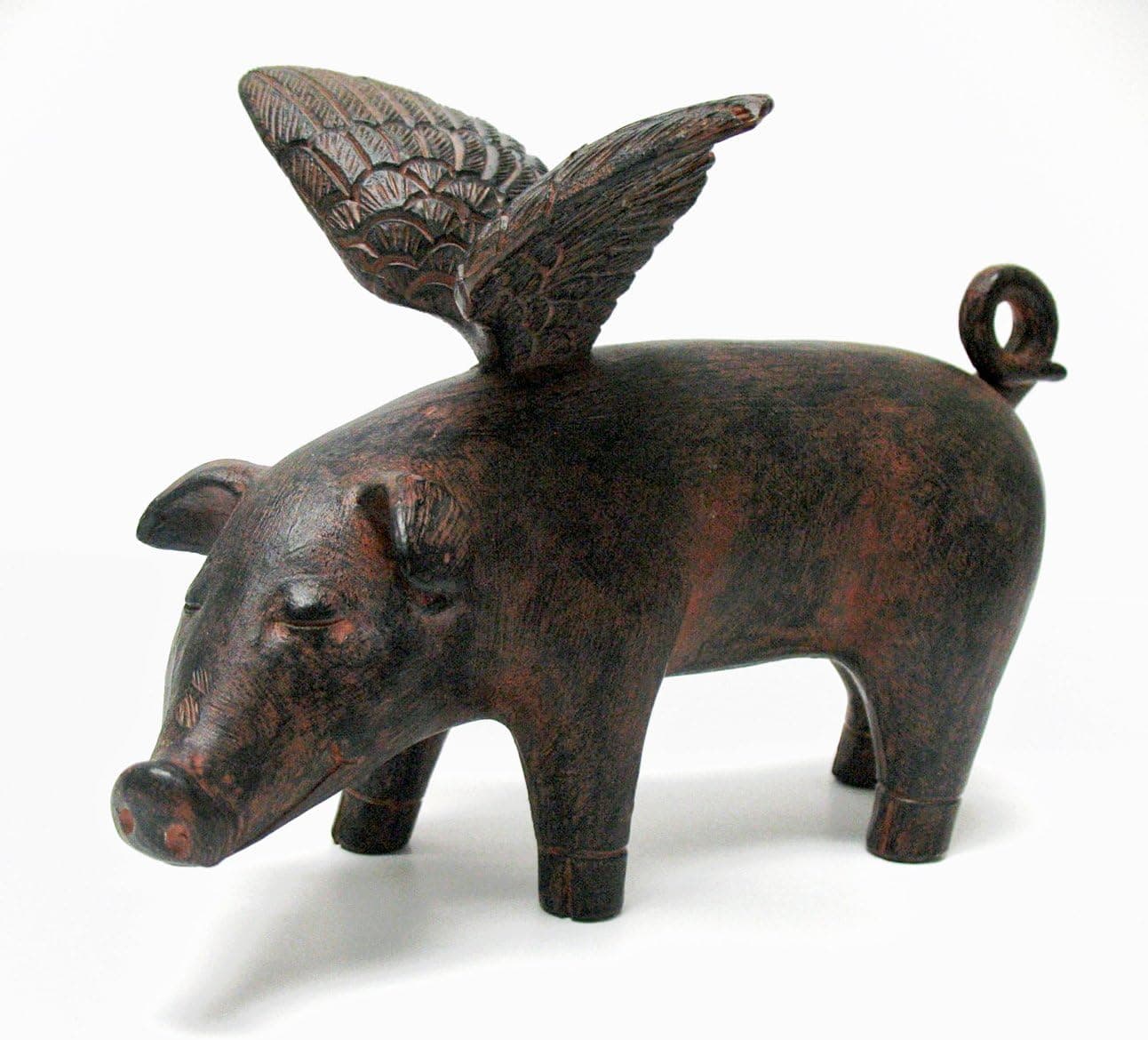 Boston International Head Turned Winged Pig Sculpture