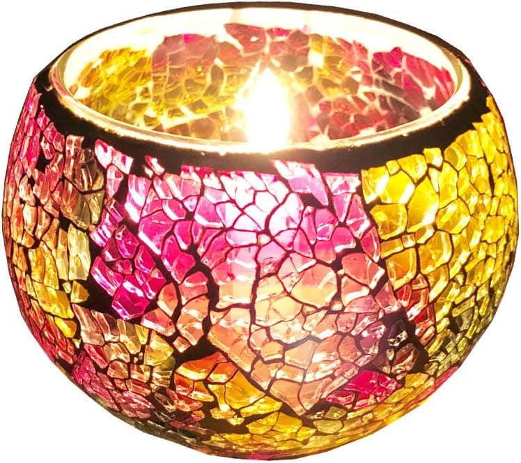 YKCMJP Votive Candle Holders - Glass Candle Holders Pure Handwork with Pasted Sequins - Adds The Perfect Ambience to Your Wedding Parties, Office Decor Or Home Decor