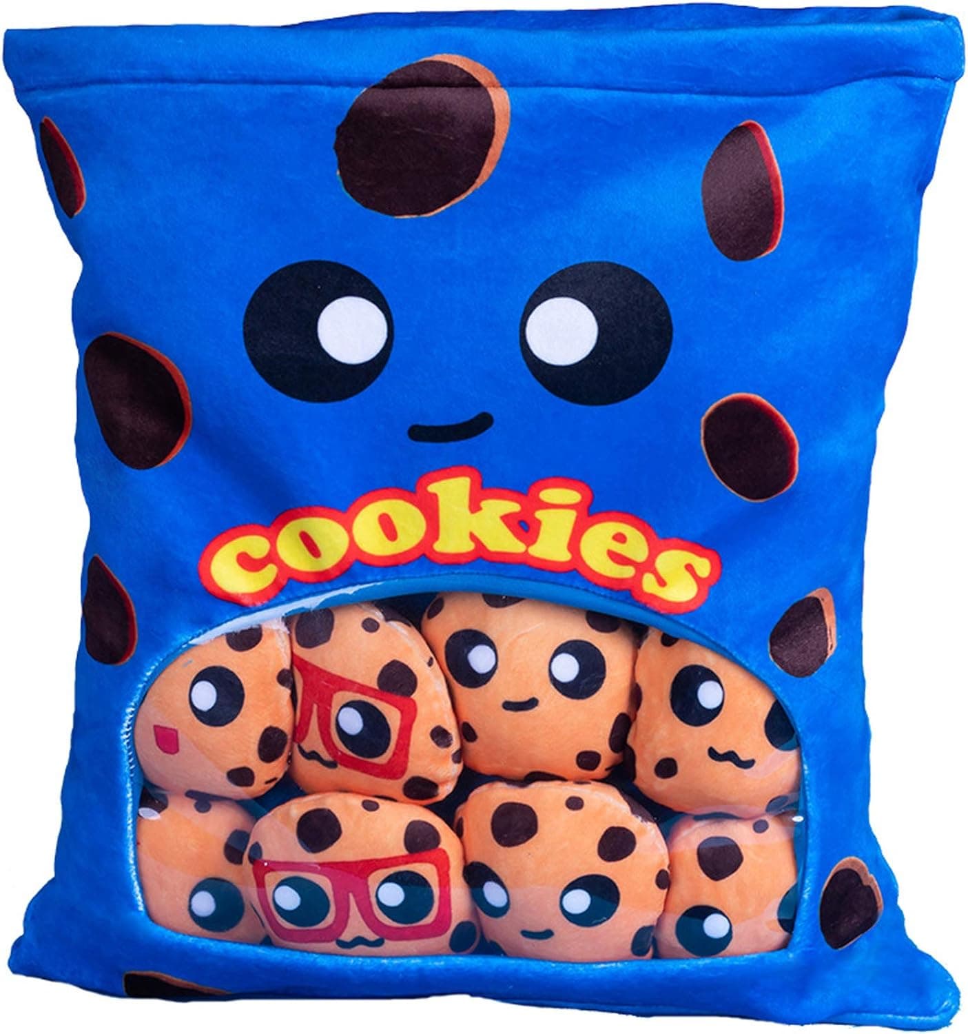 Yummy Cookie Stuffed Toy Game Pillow, Cute Plush Cushion, Delicious Food Dessert Package, Birthday Gift (8pcs a Bag, Blue)
