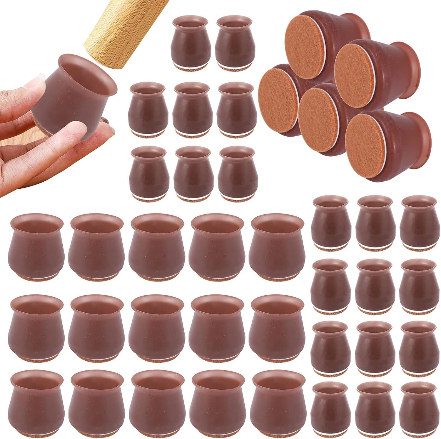 LUISTUL 36 Pcs Free Moving Table Leg Covers, Silicone Chair Leg Protectors for Hardwood Floors, Stool Leg Protectors Caps to Prevent Floor Scratches and Reduce Noise