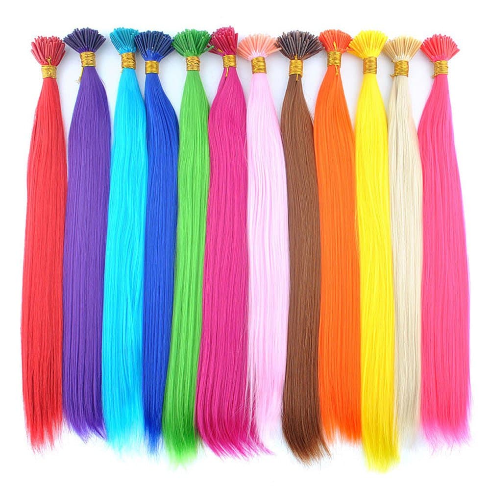 DENIYA Purple Synthetic I Tip Keratin Fusion Hair Extensions for Children Mermaid Hair Accessories for Kids Hair Things for Girls (50 Strand for Purple)