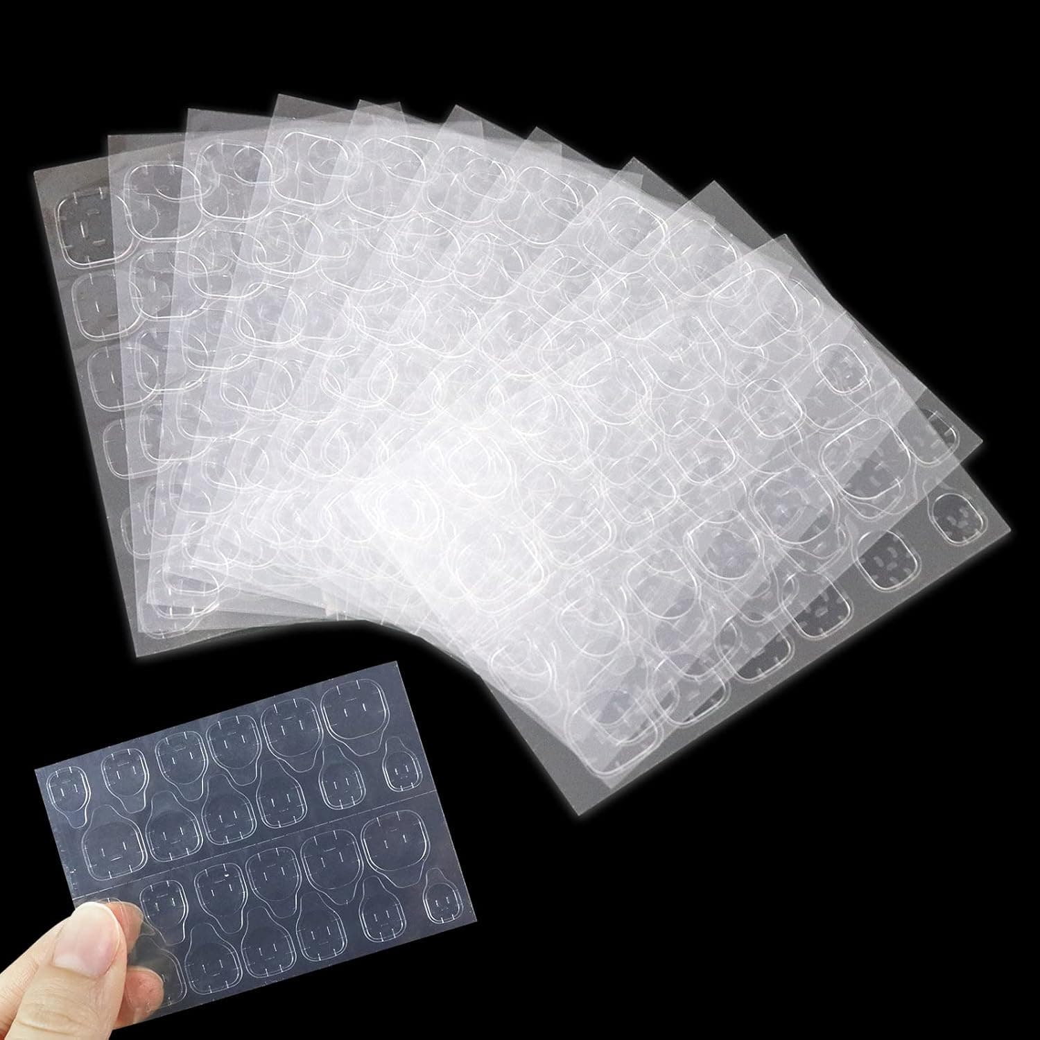 Sularpek 10 Sheets Nail Glue Sticker, 240pcs Double-Sided Nail Adhesive Stickers, Thin Breathable and Waterproof Nail Jelly Sticker for Press on Nail Sticky Tabs
