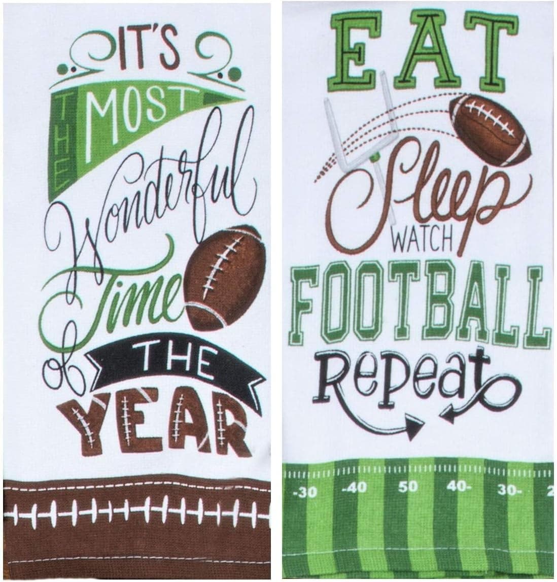 Kay Dee Designs Football Fall Food Family Friends & Football It's The Most Wonderful Time of The Year Dual Purpose Terry Towels, Set of 2 Fall Football Fans Game Day Kitchen Towels Dishtowel Set
