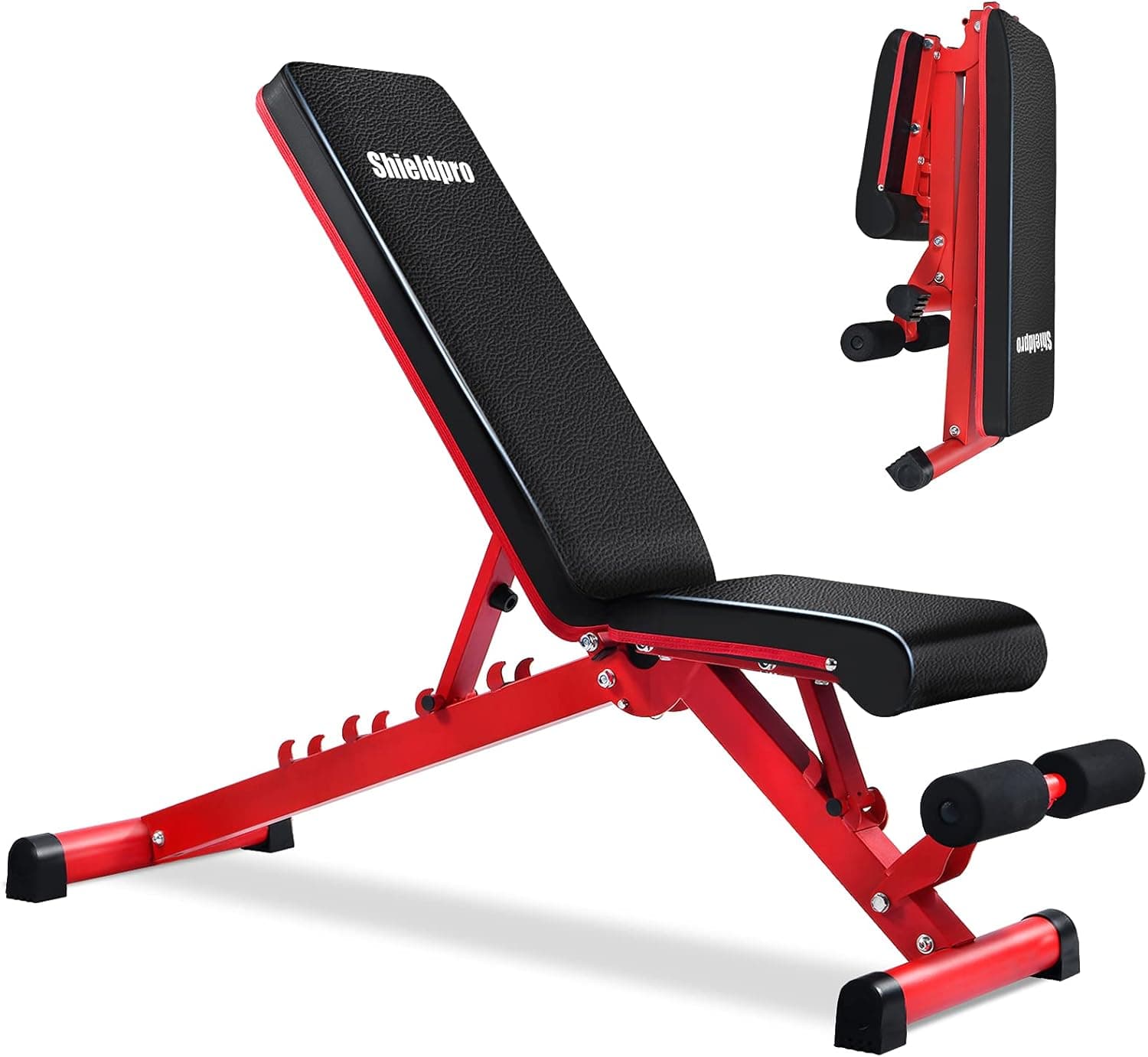 SHIELDPRO Adjustable Weight Bench, Incline/Decline Bench for Full Body Workout Multi-Purpose with Fast Folding-Upgraded Style