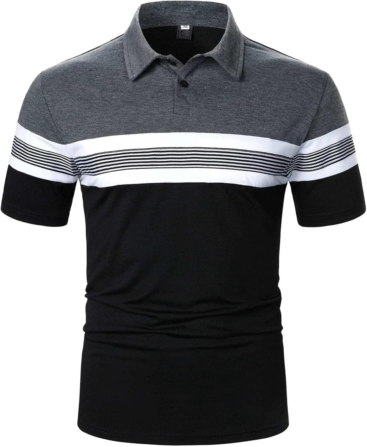 Men's Short Sleeve Cotton Polo Shirts Colorblock Casual Golf Polo in Classic Fit