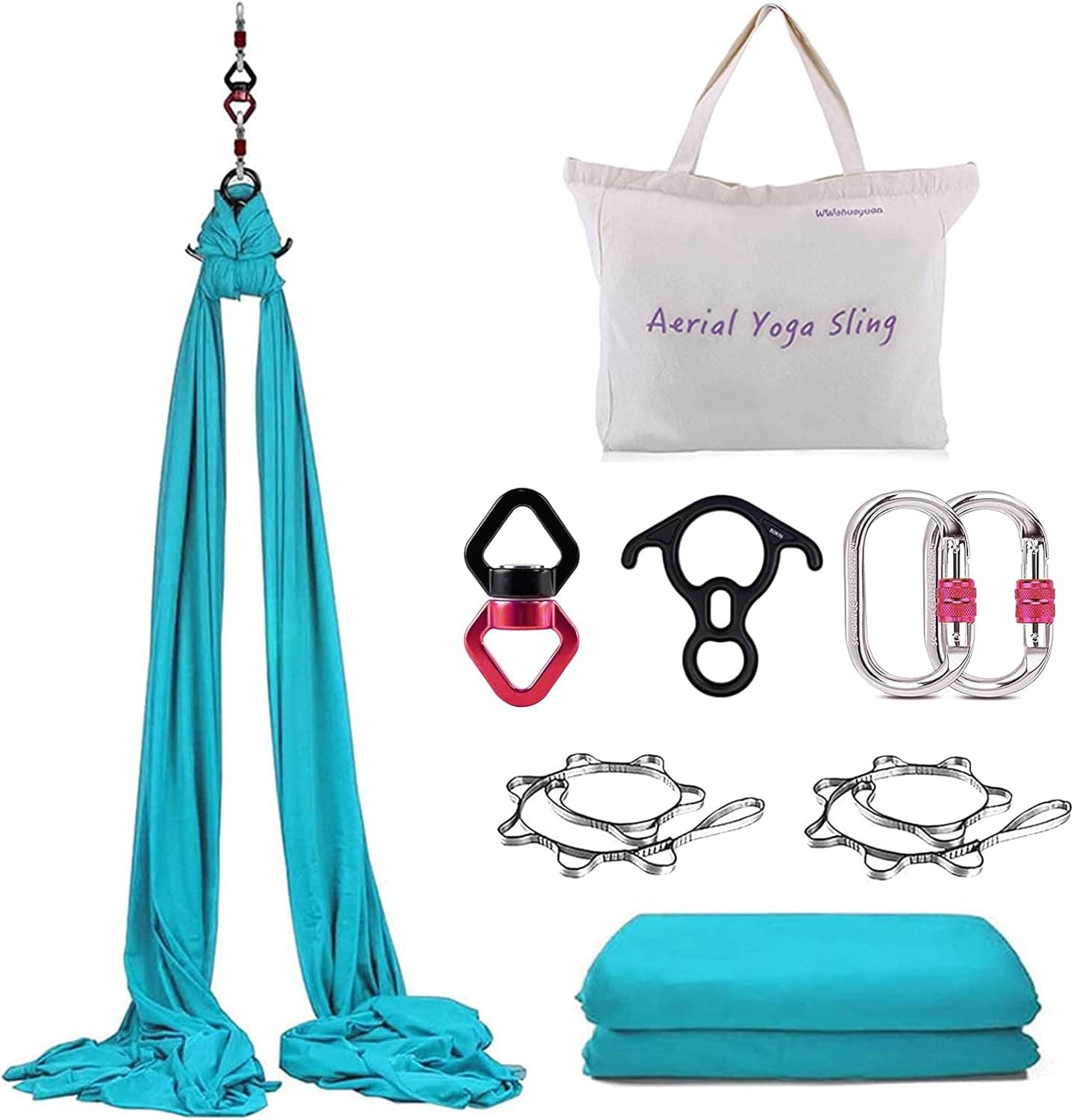 WWahuayuan 10M Premium Aerial Silks Equipment Yoga Pilates Swing Aerial Yoga Antigravity Hammock Trapeze for Acrobatic Dance,Air Yoga, Aerial Yoga Hammock