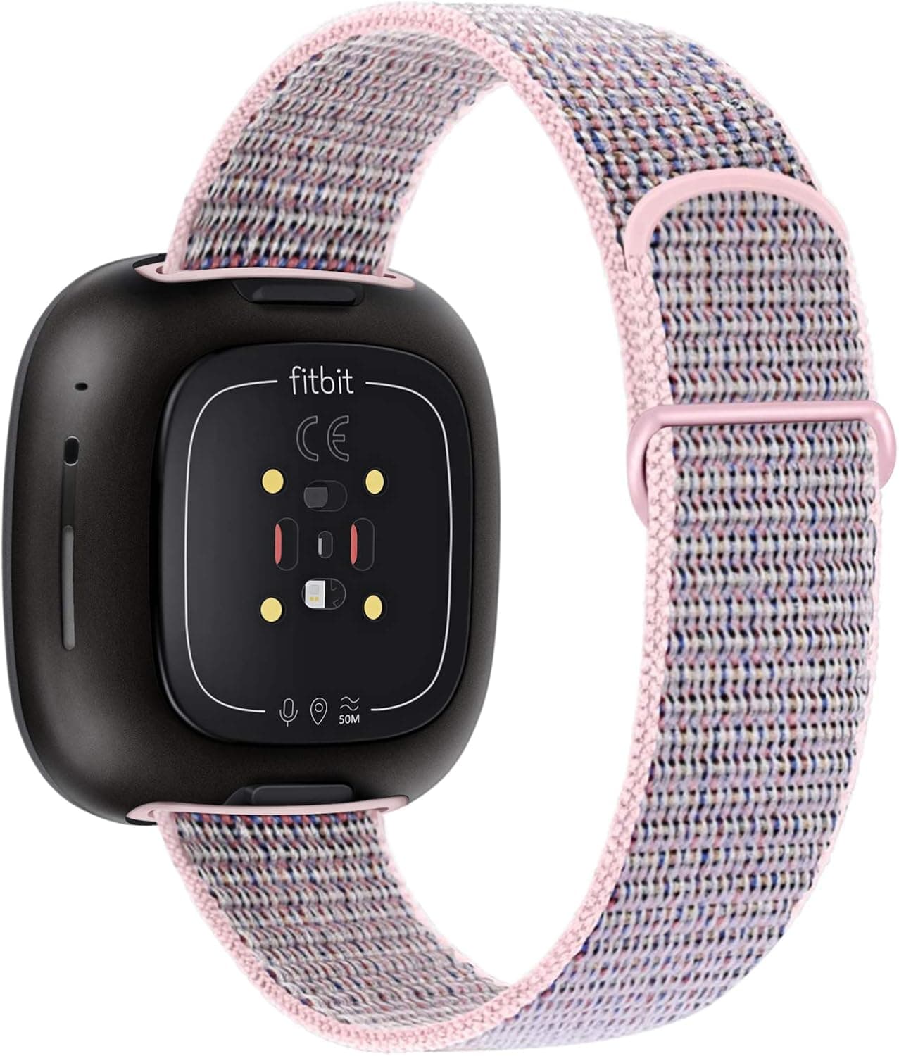 REYUIK Nylon Bands Compatible with Fitbit Sense and Fitbit Versa 3 Bands Woven Soft Nylon Sport Breathable Watch Strap Quick Release Replacement Wristband Accessories for Women Man (Pink)