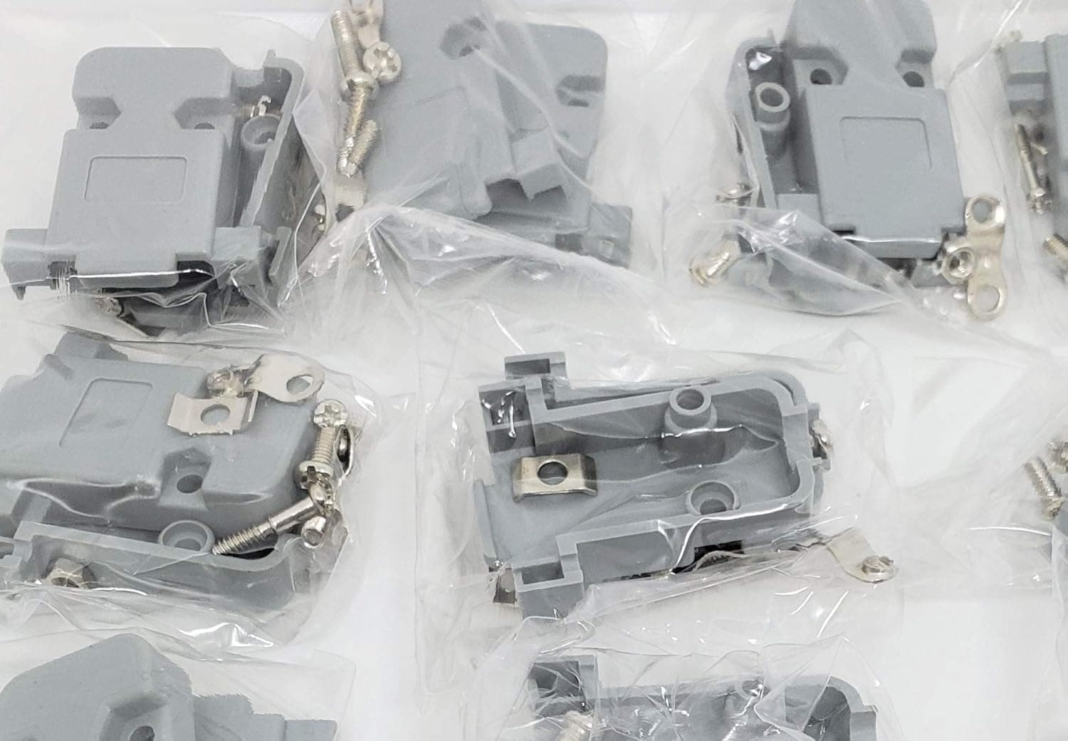 15-Pack Connectors Pro DB9 / HD15 Grey Plastic Hoods Short Screws for D-Sub 9P or HD 15P Connector