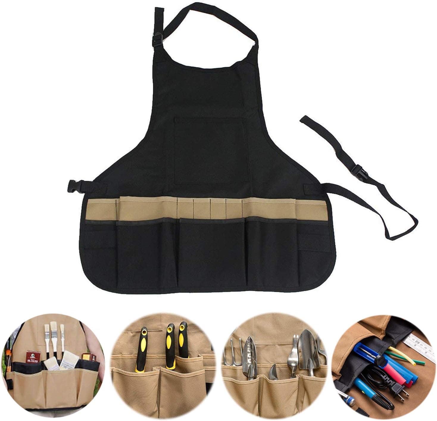 Onepalace Art Drawing Aprons Clothes Professional Painting Apron Painting Clothes Sleeveless Type Waterproof Canvas for Woman and Man (Black)