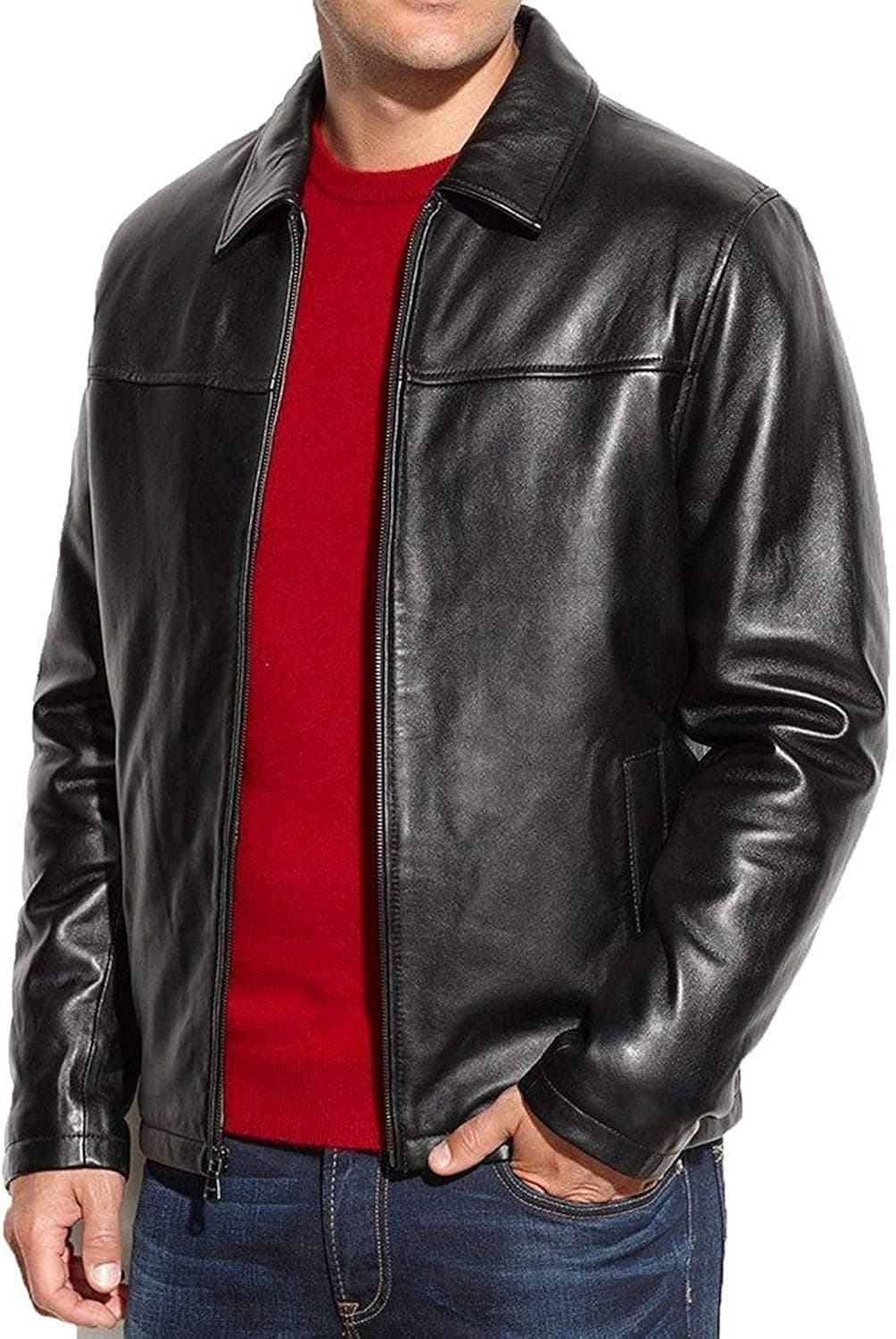 FabSkin Men's Genuine Lambskin Leather Classic Jacket Black (XS-2XL)