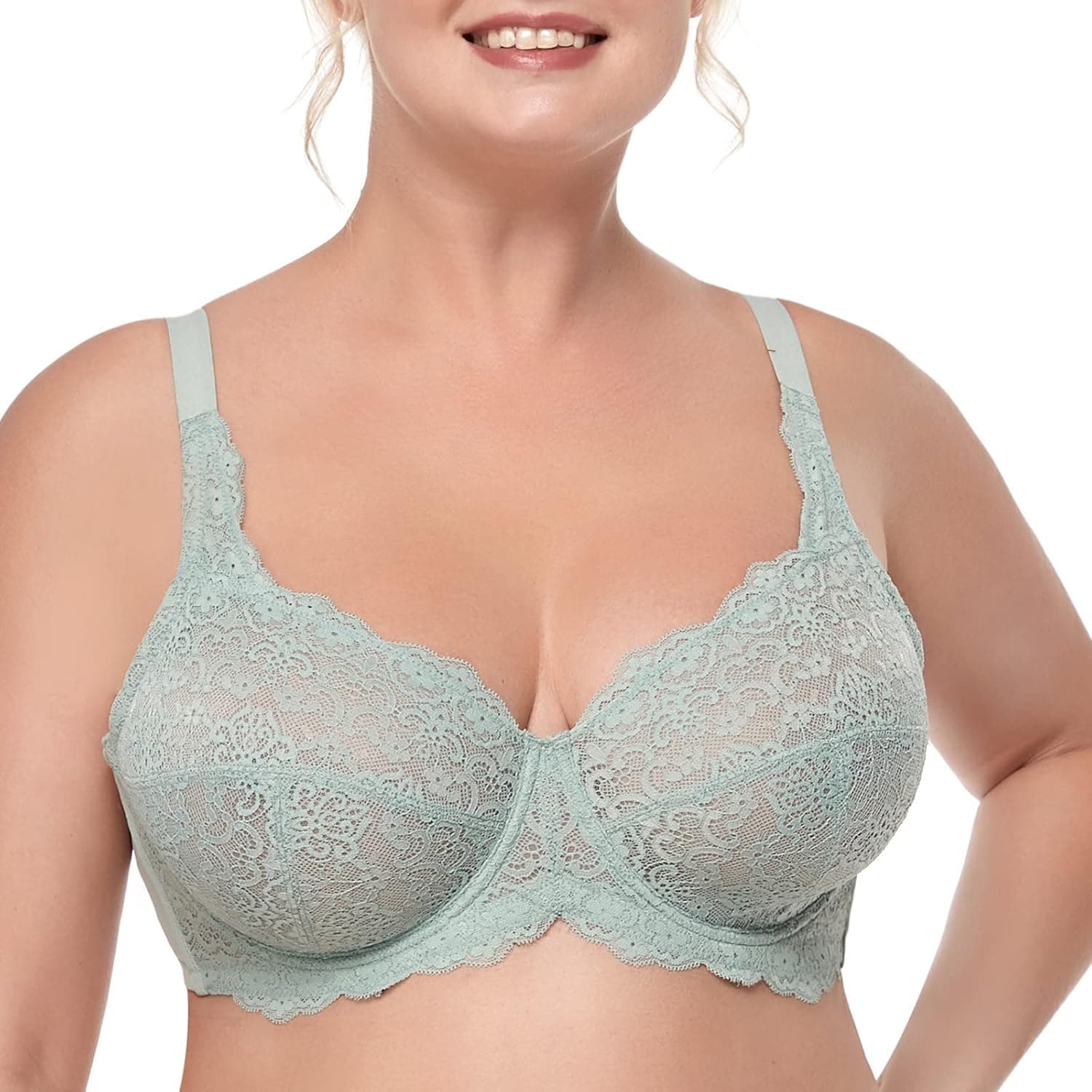HSIA Underwire Minimizer Bra Women's Unlined Plus Size Bra Full Bust Sheer Bra Sexy Lace Unpadded Bra 34C-44DDD