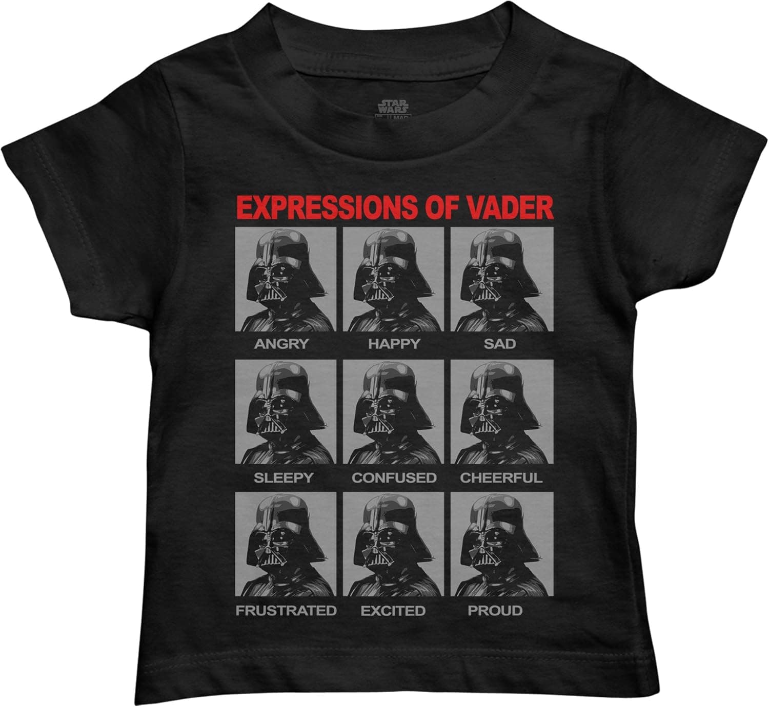 STAR WARS Boys' Darth Vader Expressions Graphic Tee T-Shirt (Black, 5T)