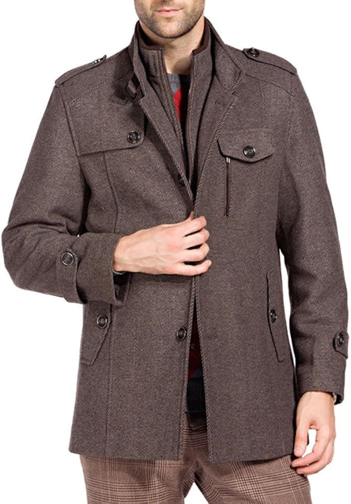 Najia Symbol Mens Wool Classic Single-Breasted Trench Coat W2BMAZ8-61